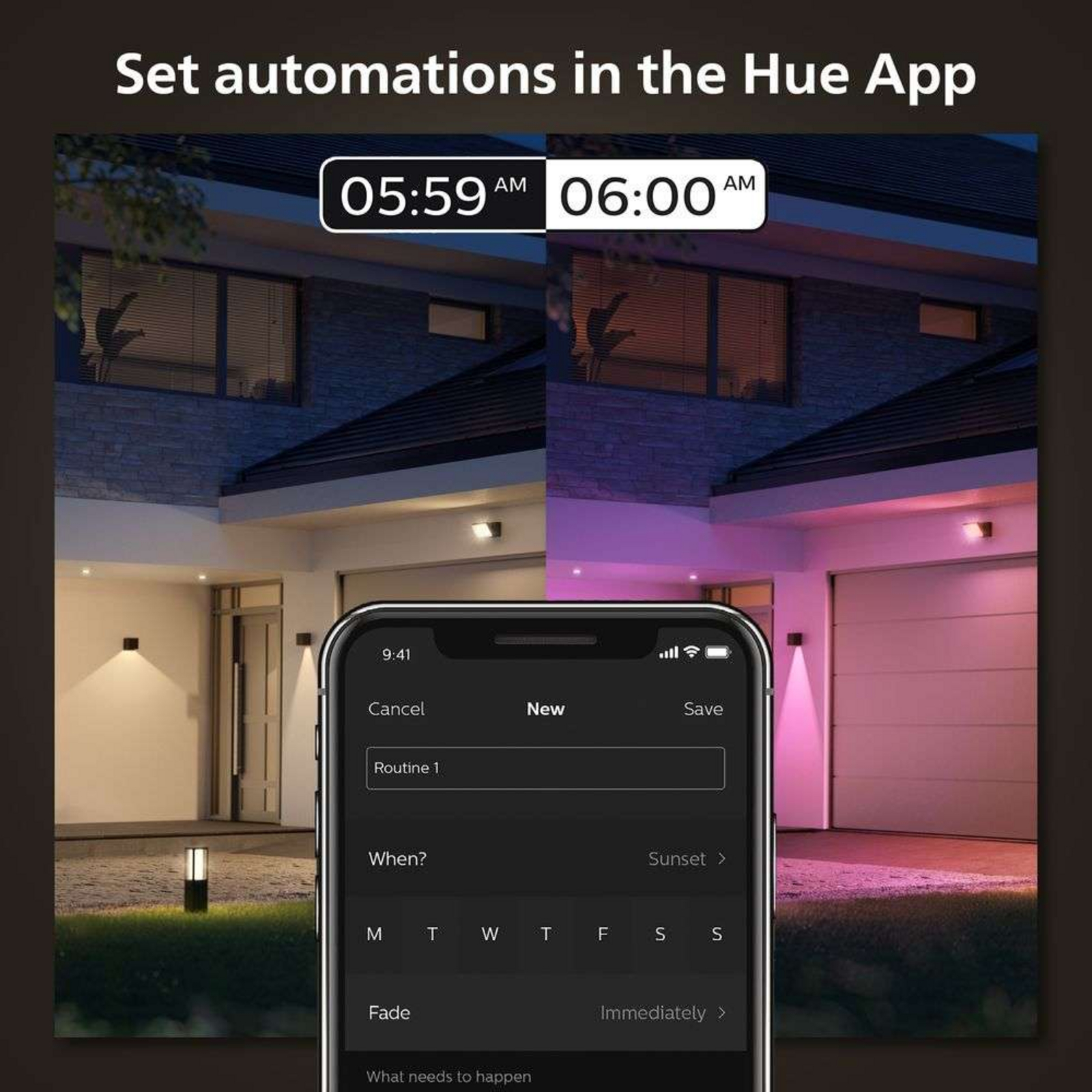 Resonate Hue Outdoor Wall Lamp White&Color Amb. Black - Philips Hue