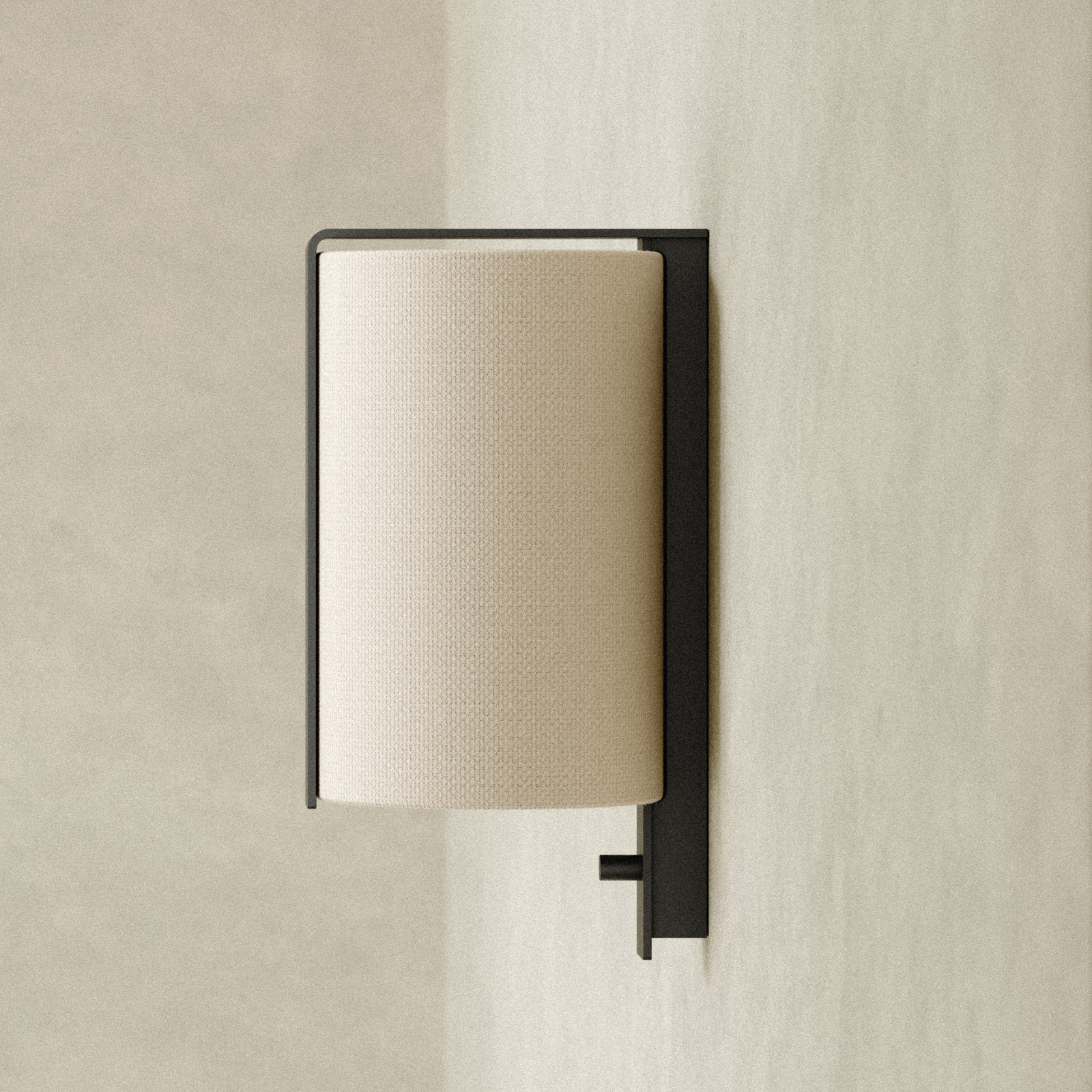 Candeeiro de parede OKOLO preto, Ø 16 cm, metal/tecido, E27-LED - GRUPA Candeeiro de parede OKOLO preto, Ø 16 cm, metal/tecido, E27-LED - GRUPA