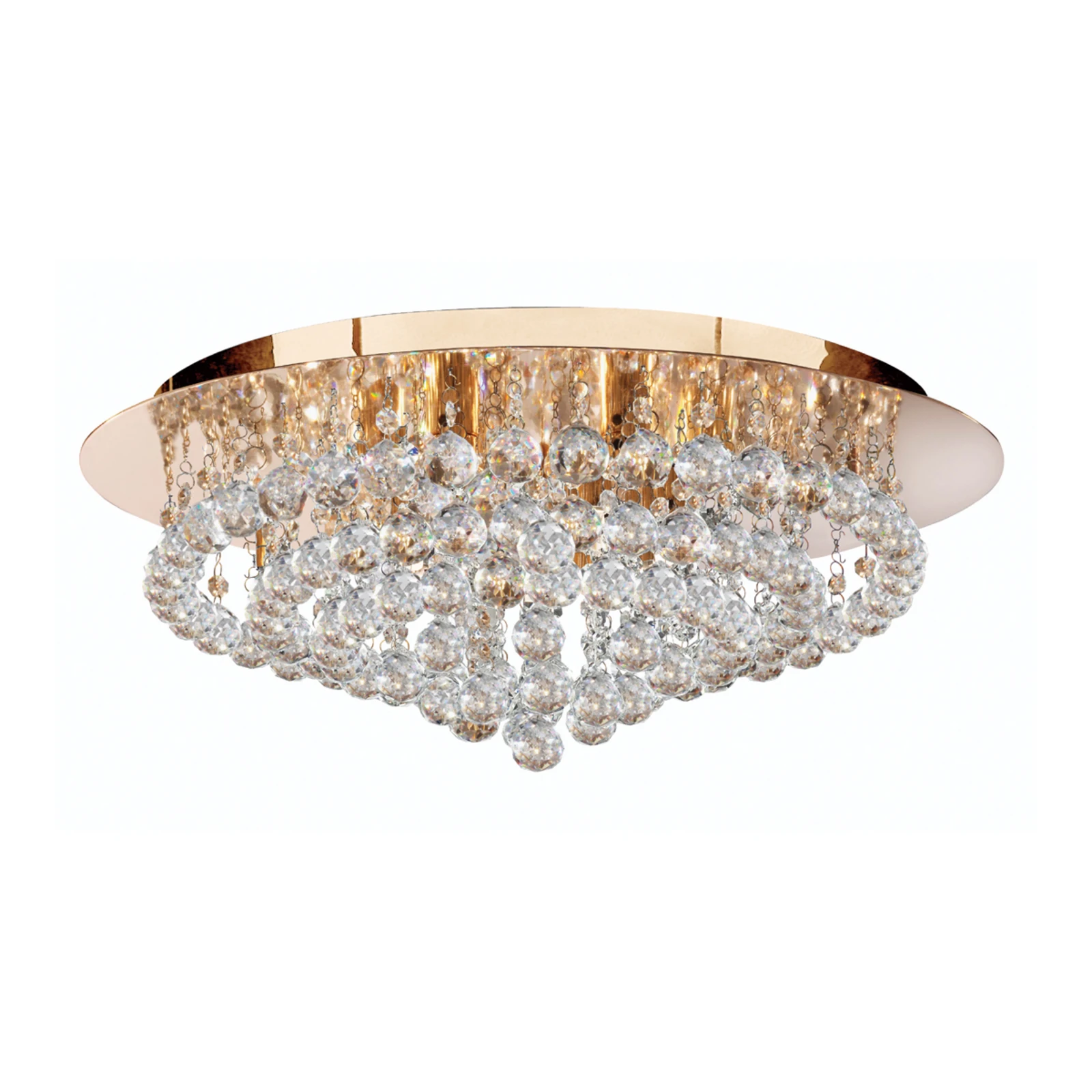 Plafonnier Hanna, doré, boules de cristal, Ø 55 cm