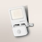 OSRAM ENDURA FLOOD outdoor spotlight, white, sensor 20 W 830 IP44