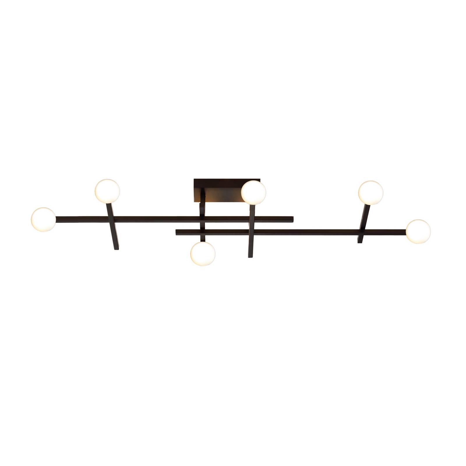 Bopp LED-Deckenleuchte Cross, schwarz, Aluminium, 6-flammig