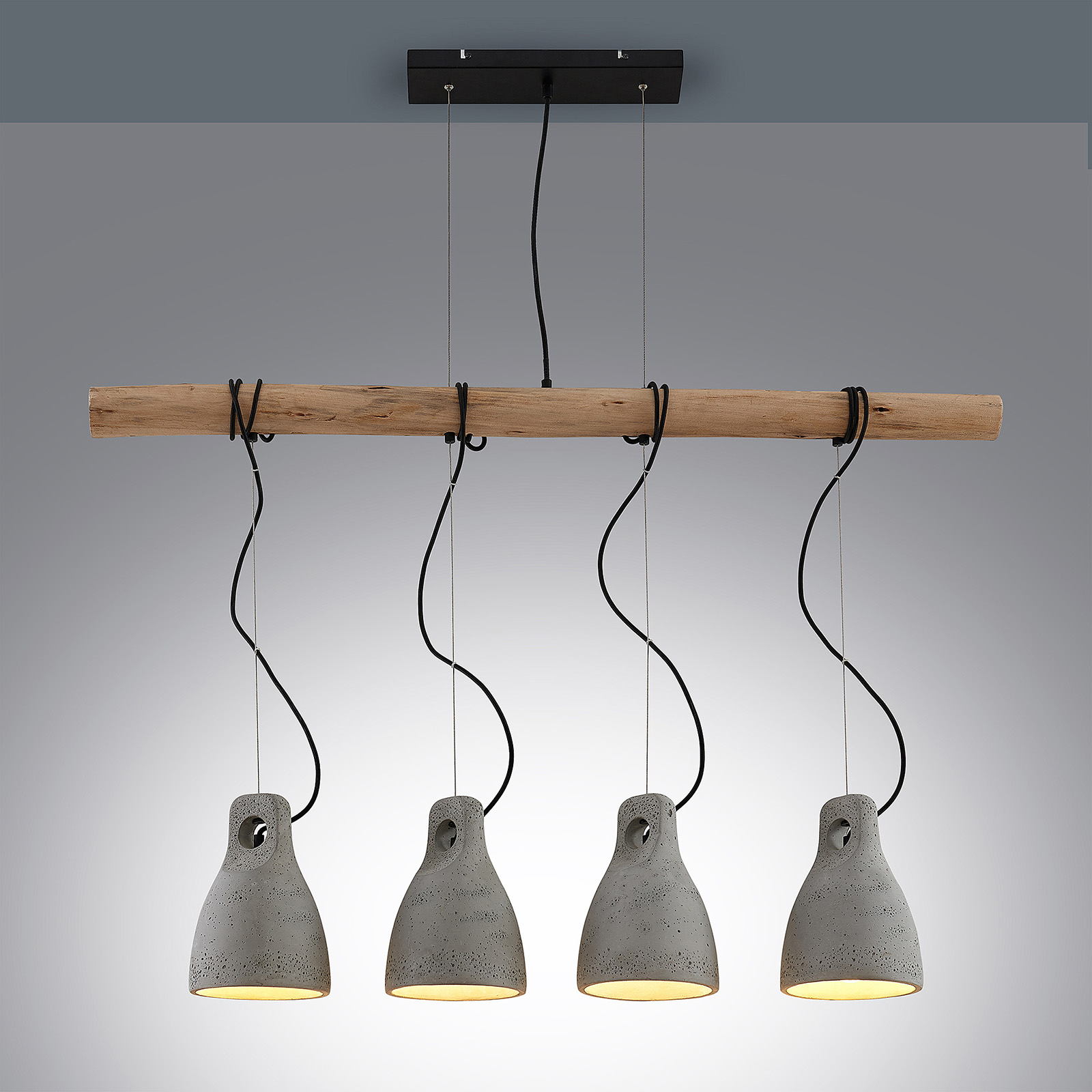 Lindby Grima hanging light made of concrete 4-bulb