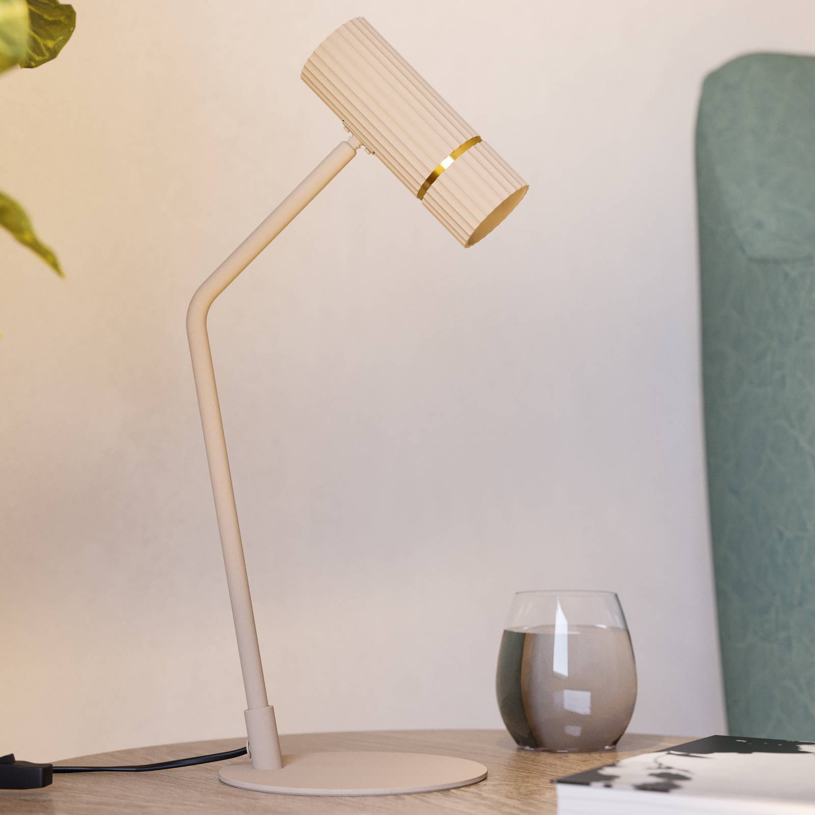 LED-Tischlampe Caminia, Höhe 48,5 cm, sandfarben, Stahl günstig online kaufen