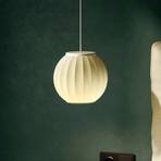 Mei pendant light, porcelain globe, textured white