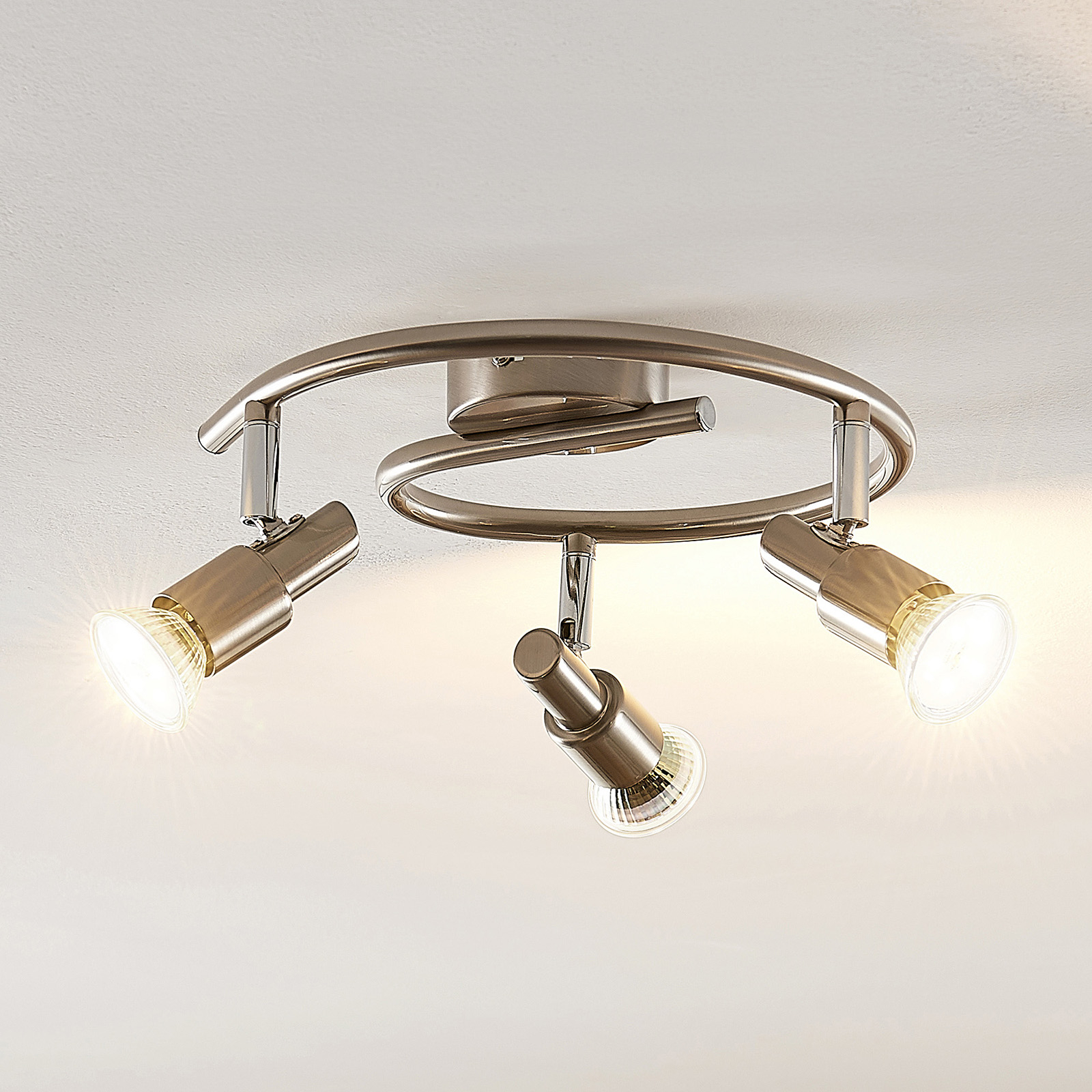 ELC Farida LED plafondlamp, nikkel, 3-lamps
