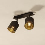 Esteperra ceiling light, black/gold, 2-bulb