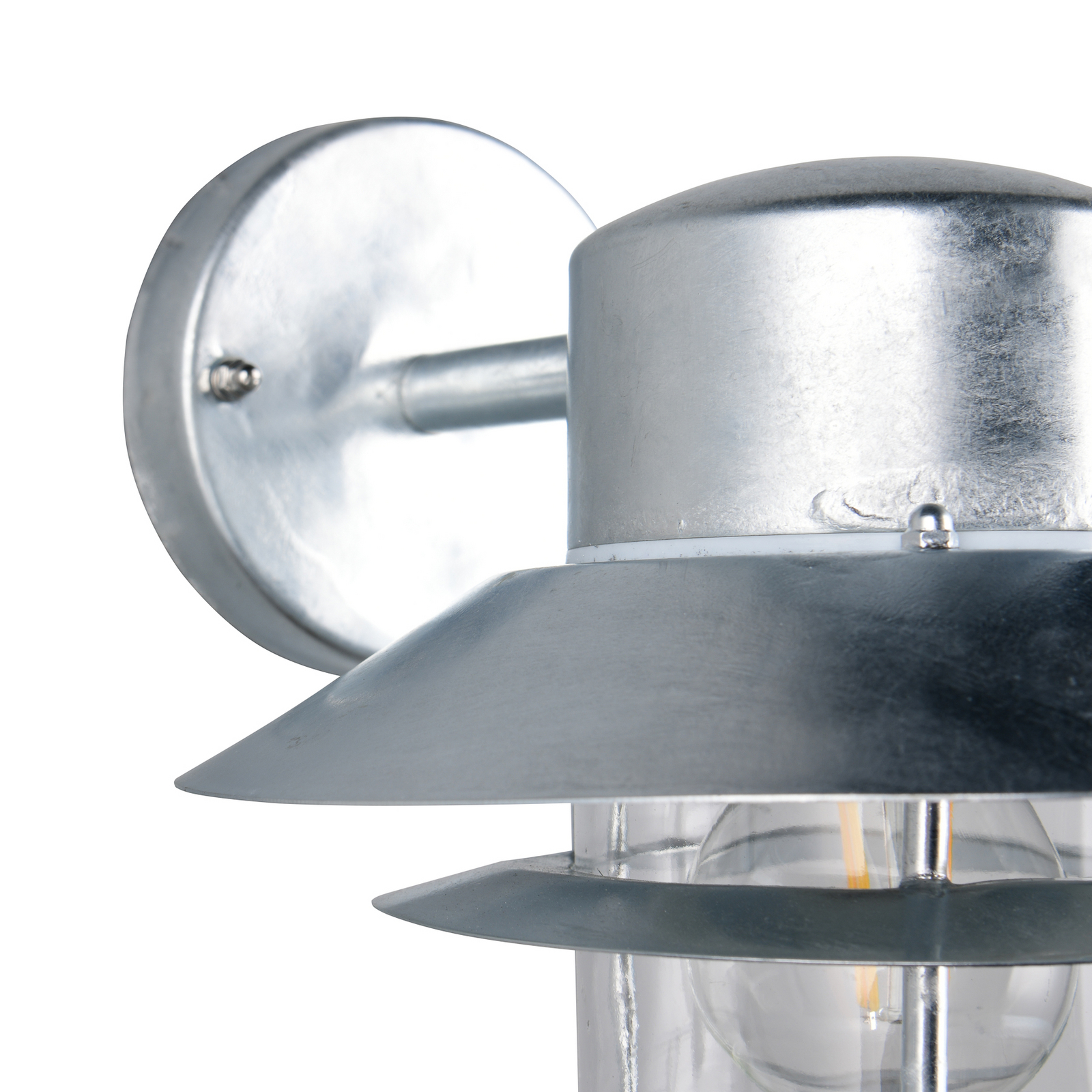 Vonkajšie nástenné svietidlo Ruvuuma v zinkovej farbe Ø 22 cm smerujúce nadol