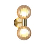 Vannas istabas sienas lampa Lumisphere, krēmkrāsas/messinga, augstums 28 cm, 2