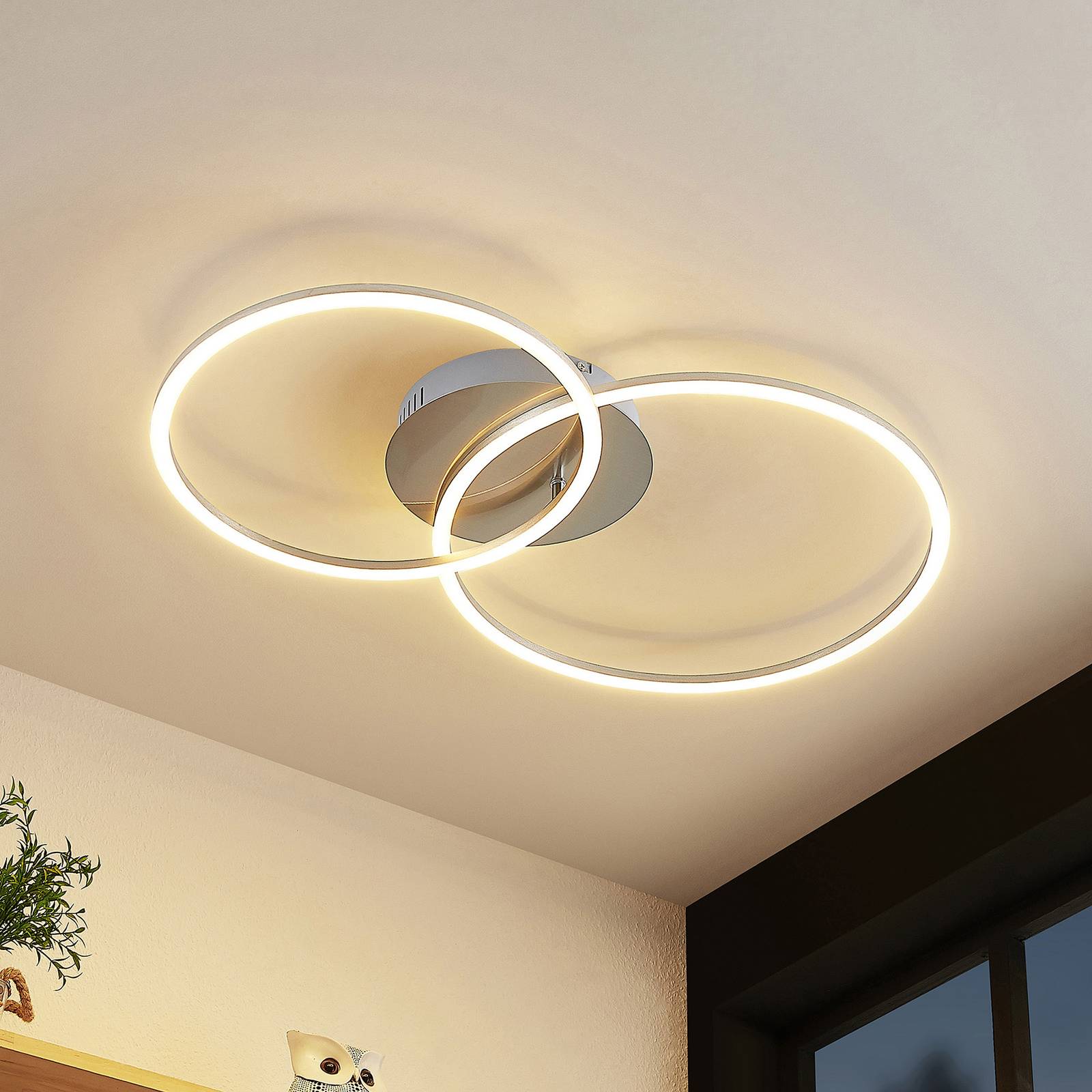 Lucande Lucardis-LED-kattolamppu 2 lamppua pyöreä