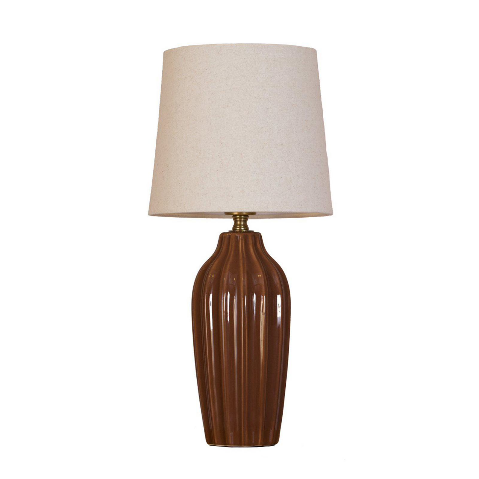 Lampa stołowa Lyon, brązowo-beżowa, wysokość 39 cm, ceramika/len