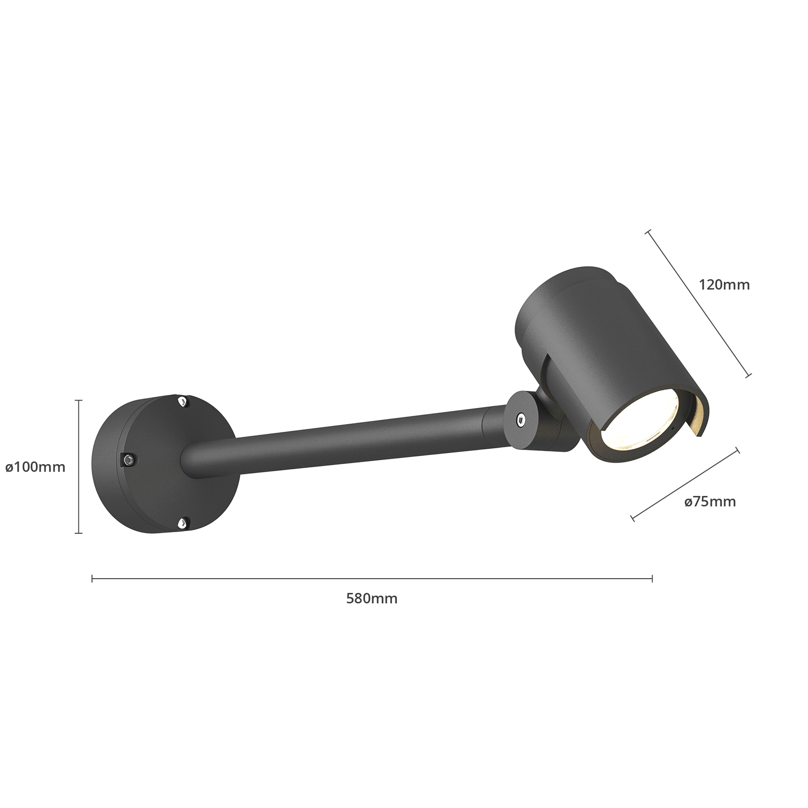 Beatrix Buiten Wandlamp Dark Grey/Clear - Lucande