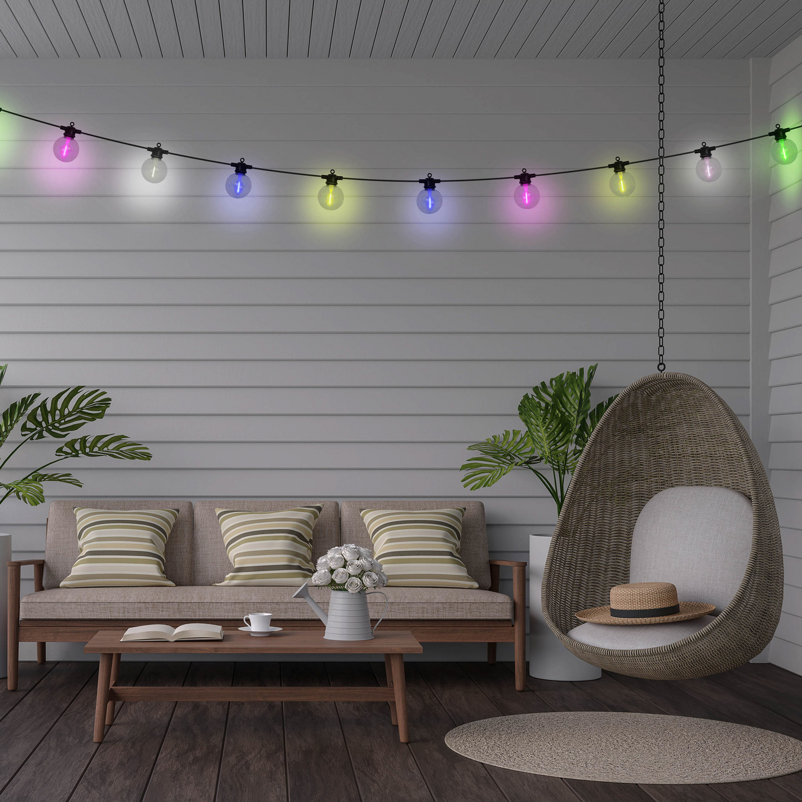 LED-Solar-Lichterkette CADENA, schwarz 10-flg. Fernbedienung