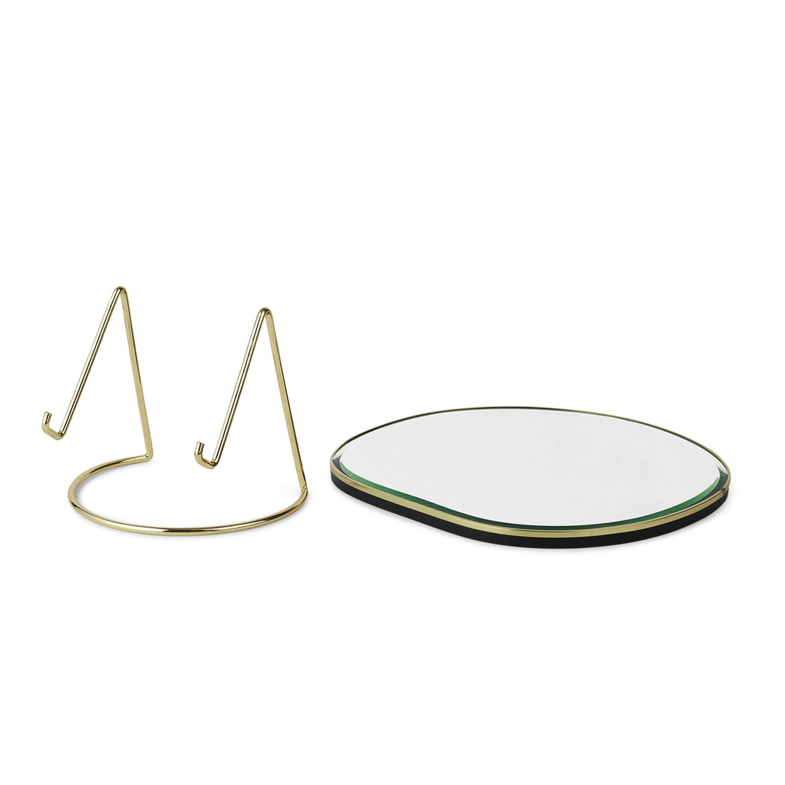 ferm LIVING table mirror Pond, brass, width 21 cm, glass