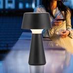 JUST LIGHT. Abera black plastic IP54 LED rechargeable table lamp