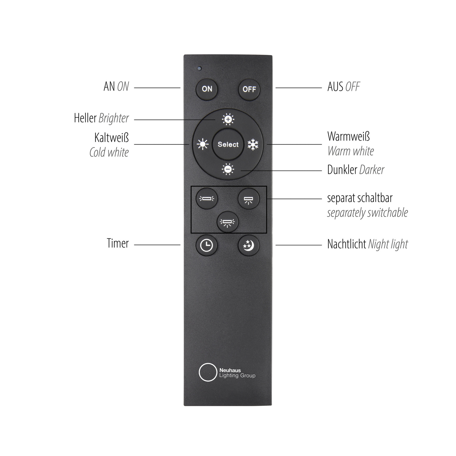 Lámpara colgante LED Paul Neuhaus Q-Stretto, negra, Ø 14,5 cm