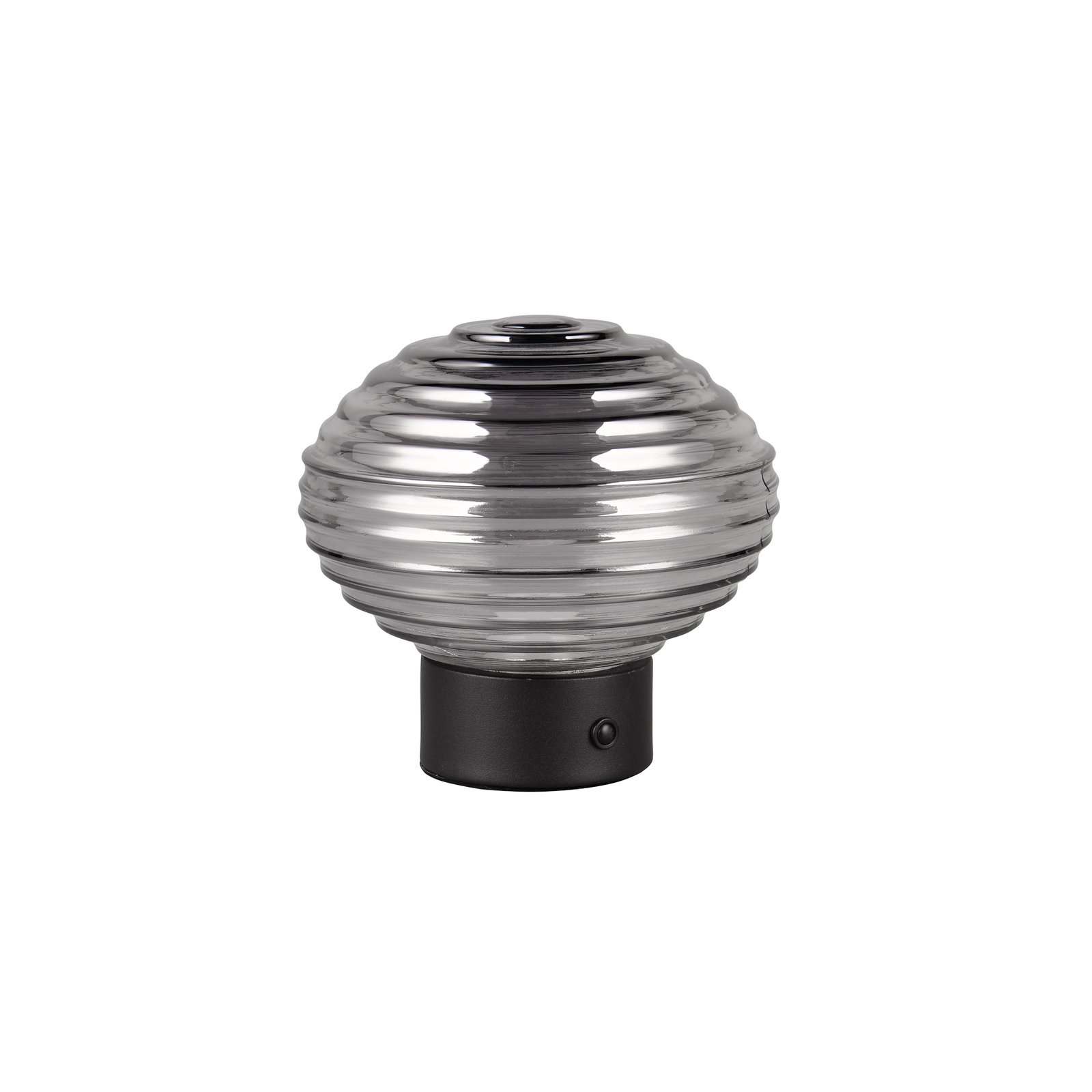 Earl lámpara de mesa LED recargable, negro/humo, altura 14,5 cm, cristal