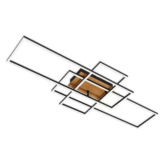 Lampenwelt Deckenlampe Frame CCT, Fernbedienung, schwarz/holz