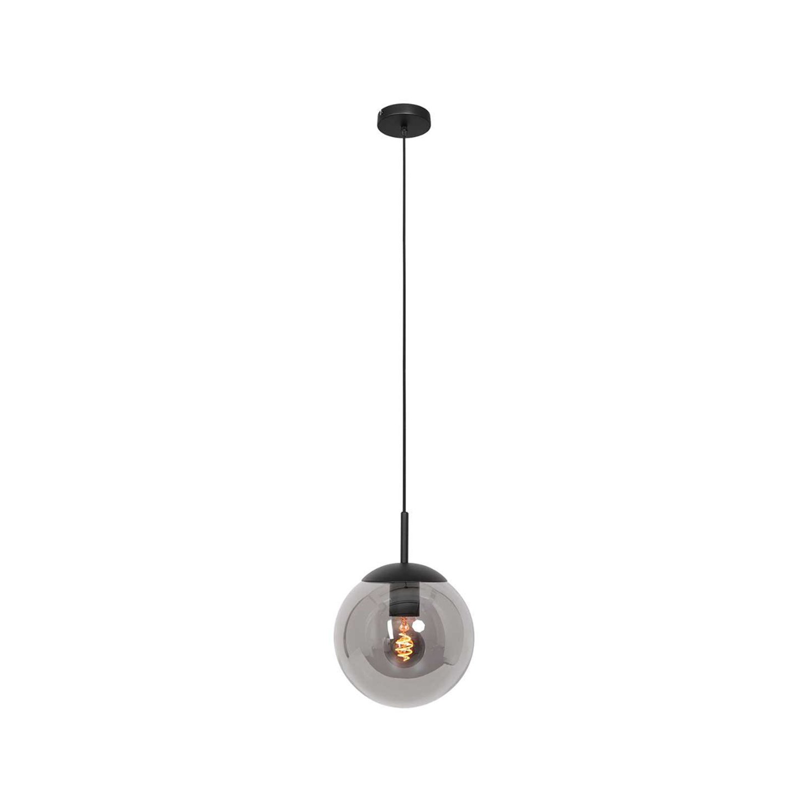 Bollique hanglamp, zwart, Ø 20 cm, glas, 1-lamp, bol