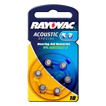 Rayovac 10 Acoustic 1,4V, 105 mAh, knoopcel