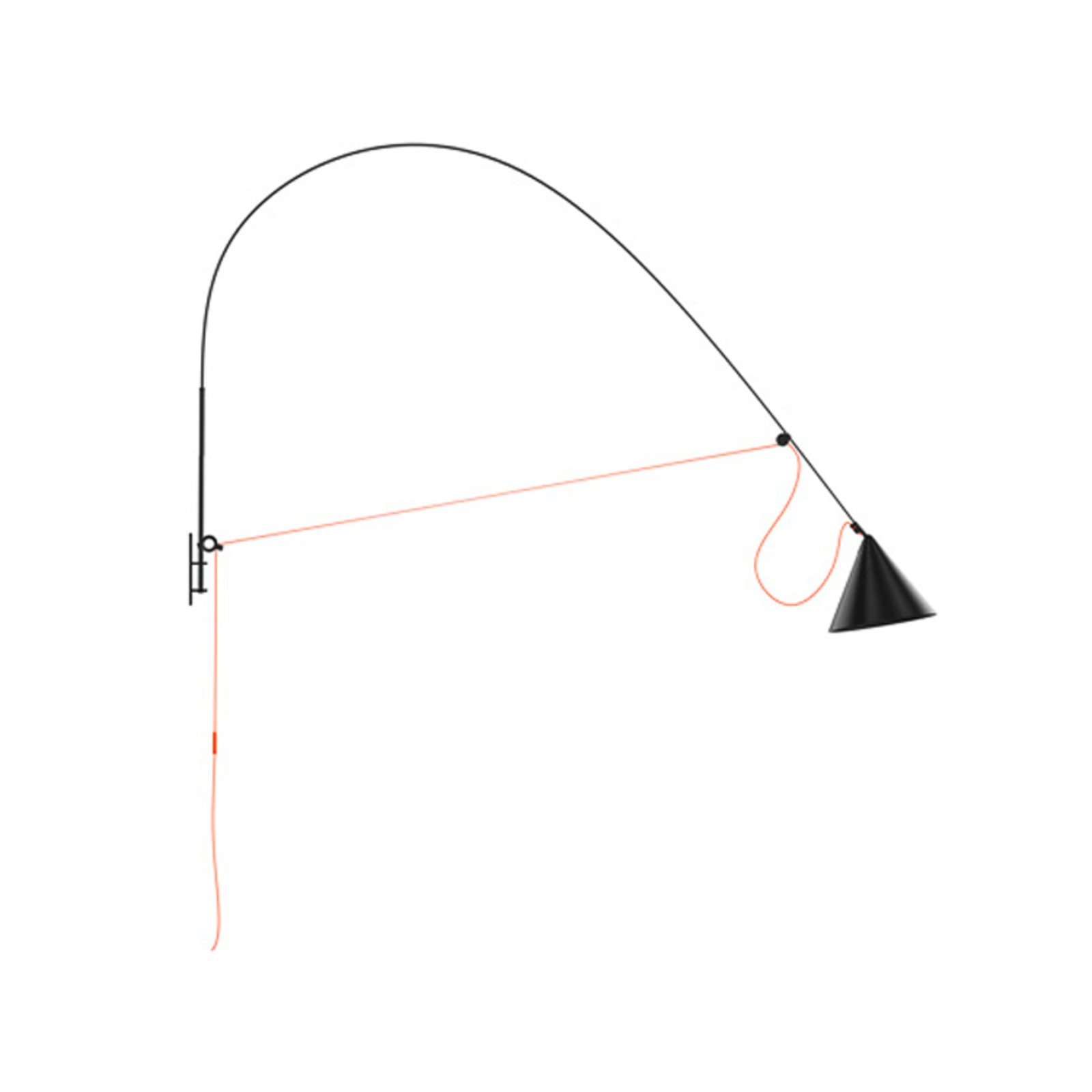 candeeiro de parede LED midgard AYNO XL, preto/laranja 2.700 K 220 cm