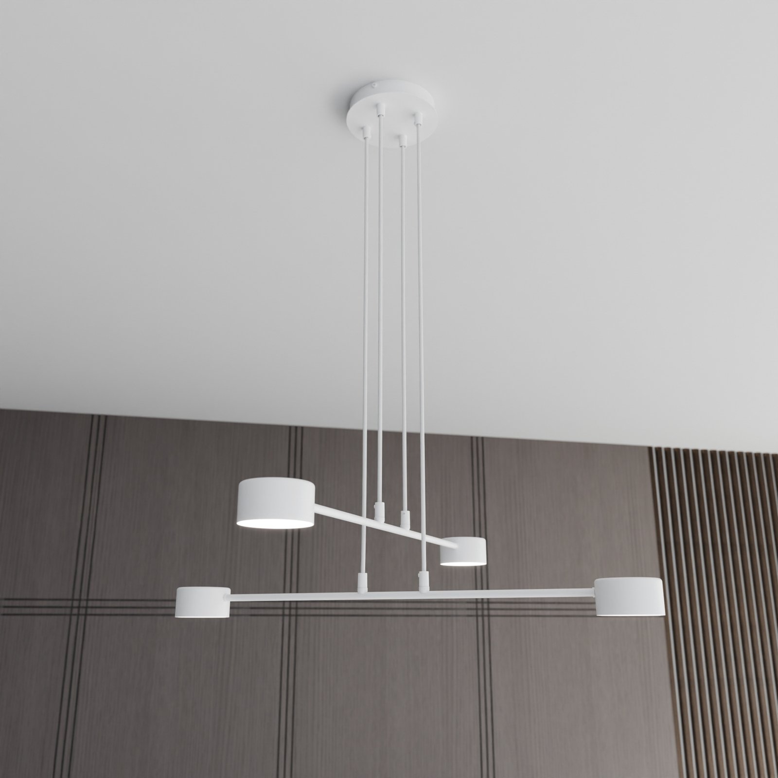 Suspension Modus 4, acier, à 4 lampes, GX 53, blanc