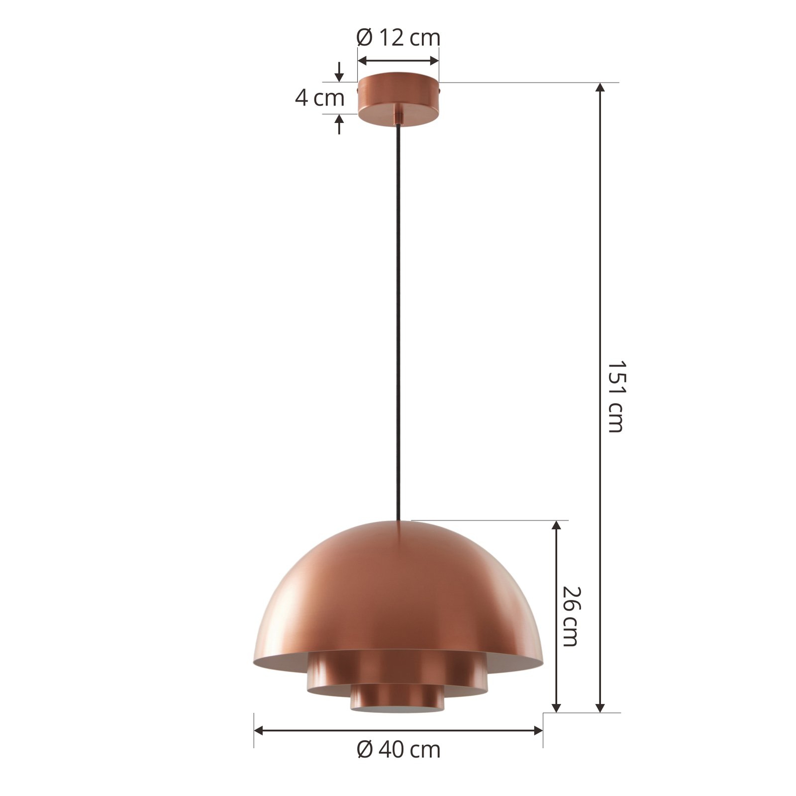 Lucande Nymara LED-es függőlámpa, réz, alumínium, Ø 40 cm