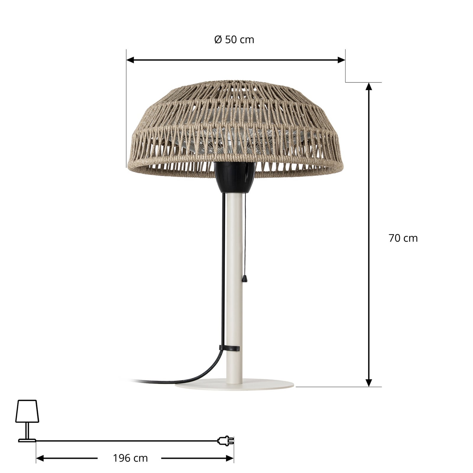 Promiennik stołowy Lucande Calenza, beżowy, 70 cm, 1 500 W Promiennik stołowy Lucande Calenza, beżowy, 70 cm, 1 500 W