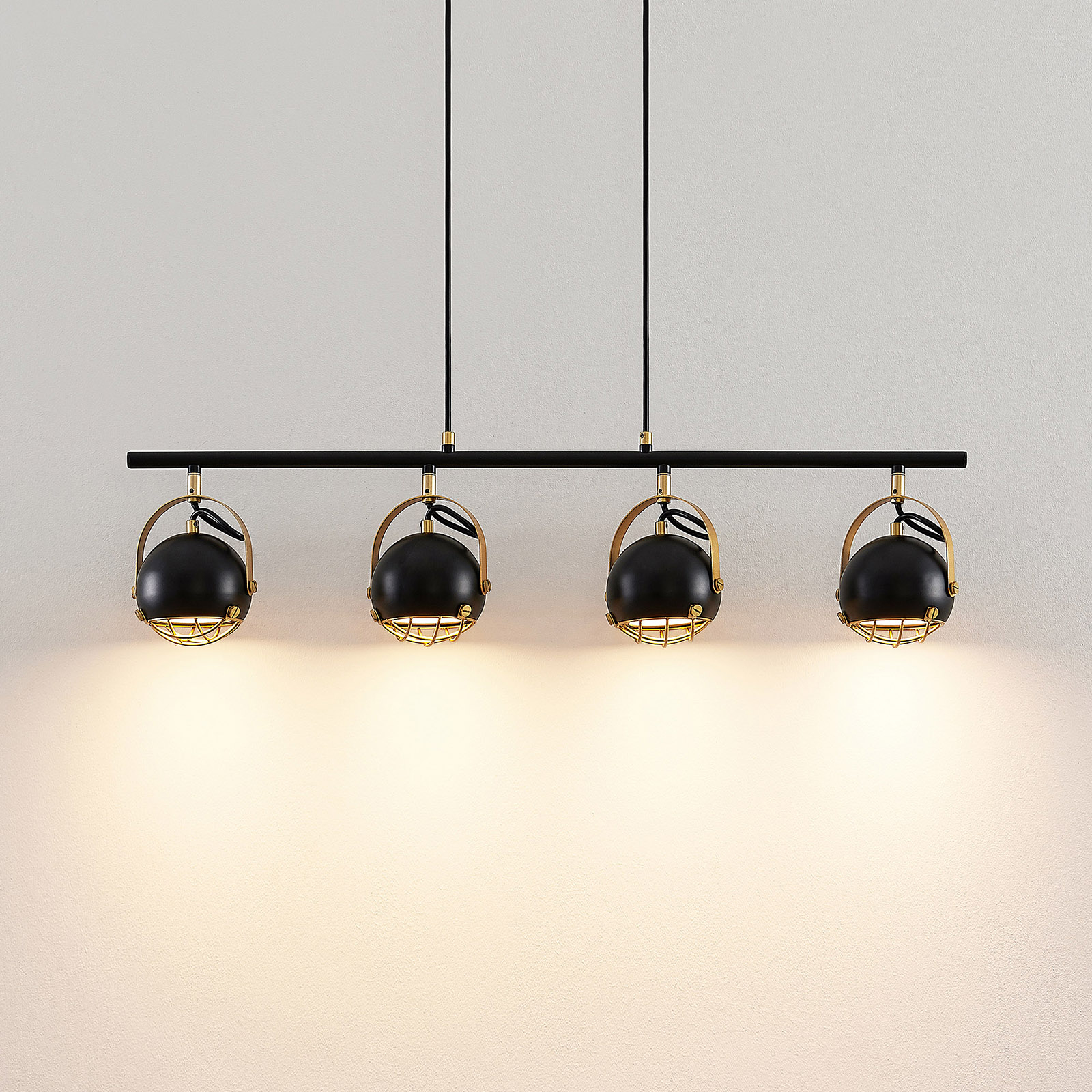 Lindby Dawid LED-hengelampe gulldekor, 4 lyskilder