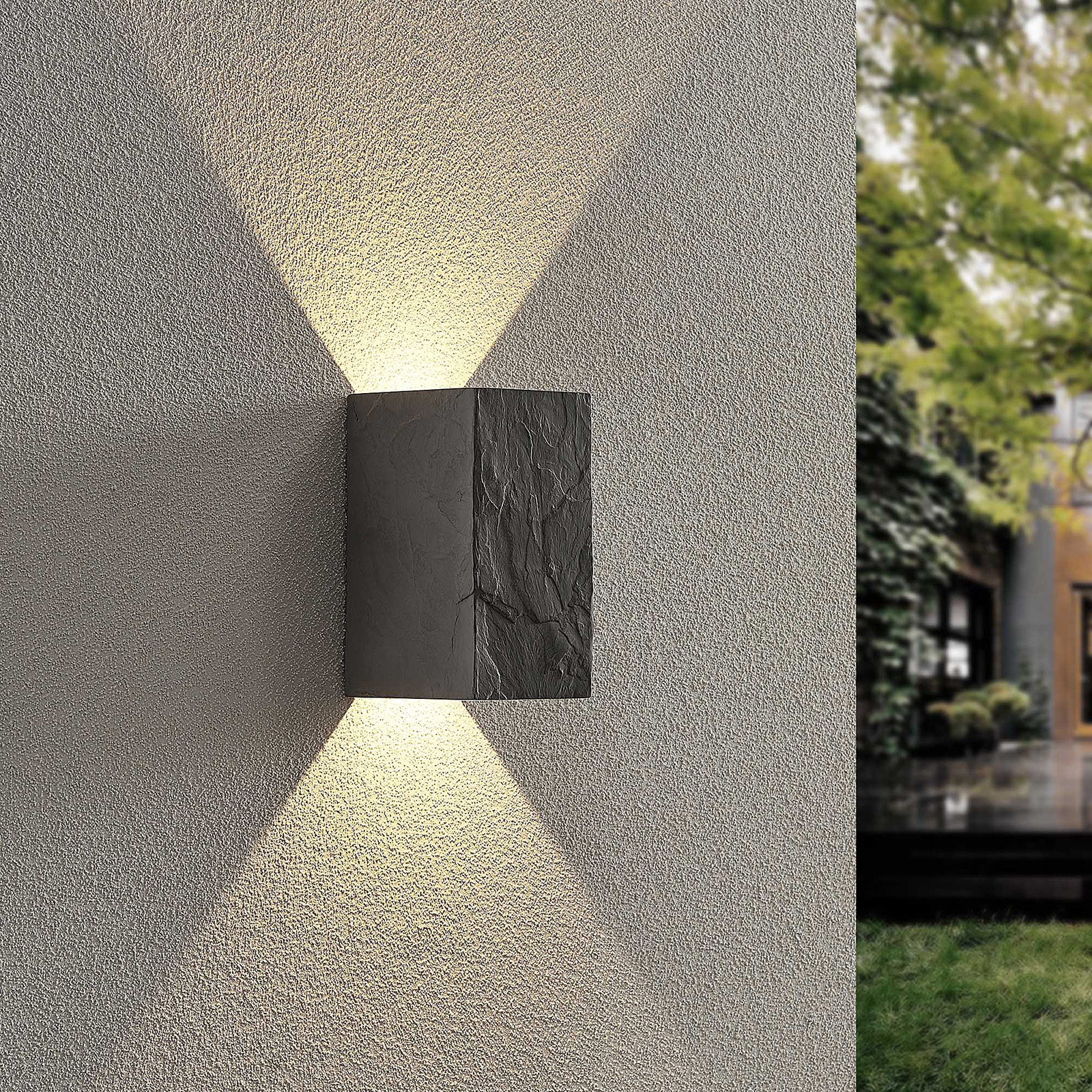 Lucande Vigga LED outdoor wall light, slate finish