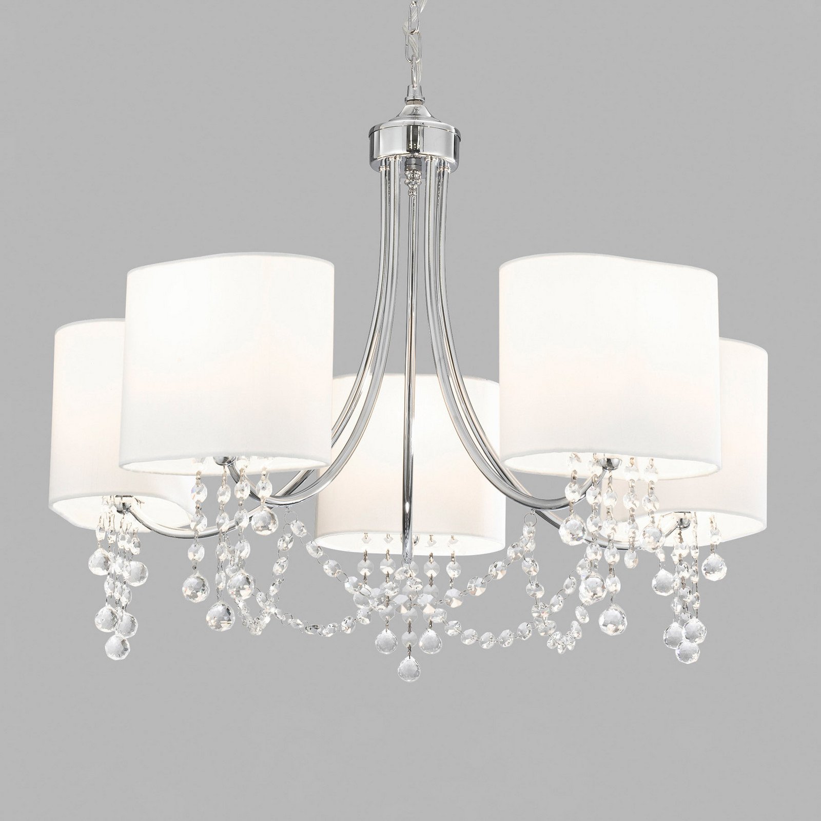 Searchlight Candelabru Nina 5 becuri - Camera de zi / sufragerie - crom alb transparent - Metal