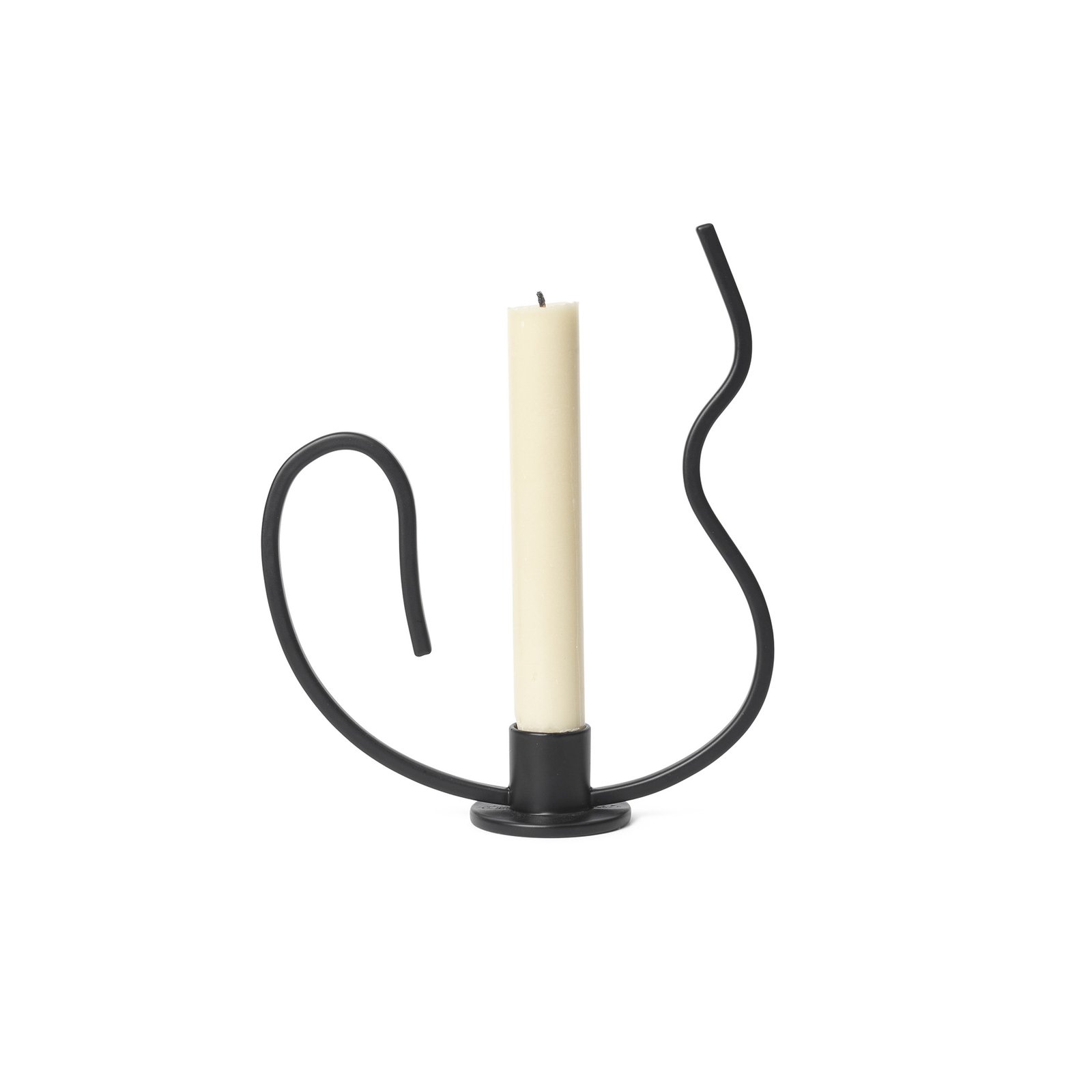 ferm LIVING Candlestick Valse Low, black, iron