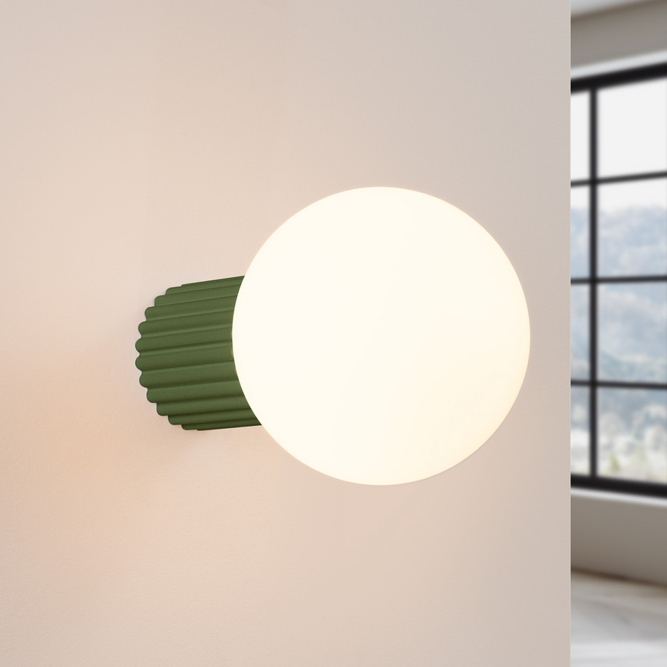 Sollux Lighting ORBI vägglampa olivgrön glas/metall Ø 12 cm IP44 G9, grön från Sollux Lighting