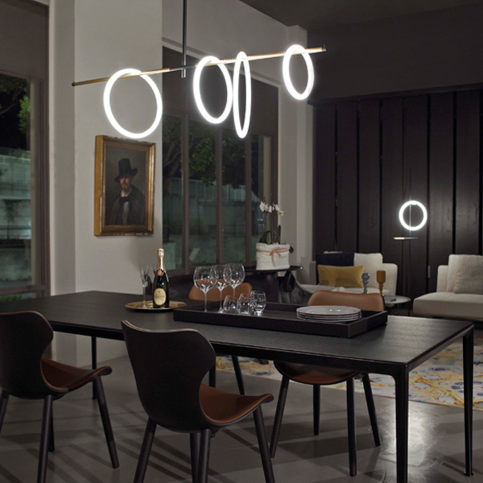 LED-Hängeleuchte Ulaop, vier Ringe
