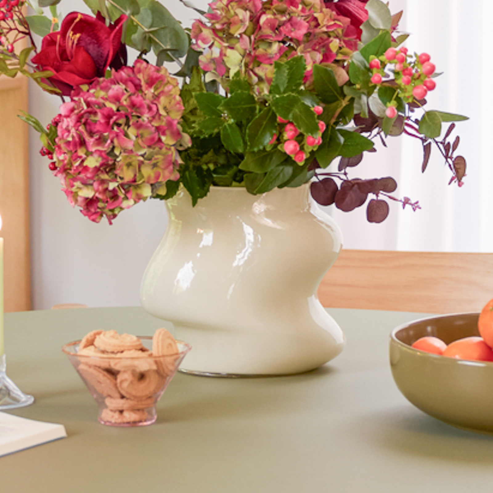 Vaso Lote, cor areia, altura 20 cm, vidro