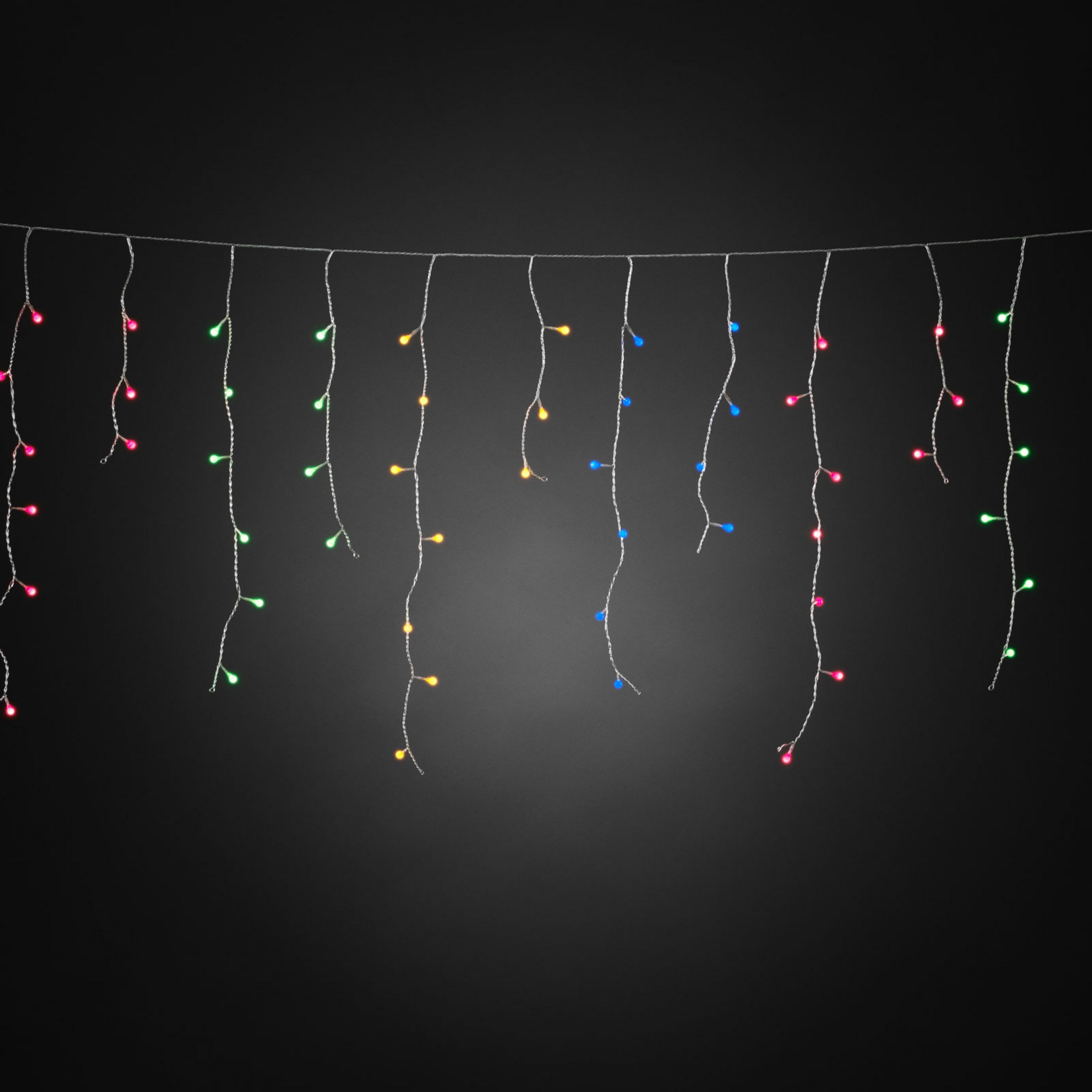 LED-Lichtervorhang Eisregen, Globes bunt, 200-flg.