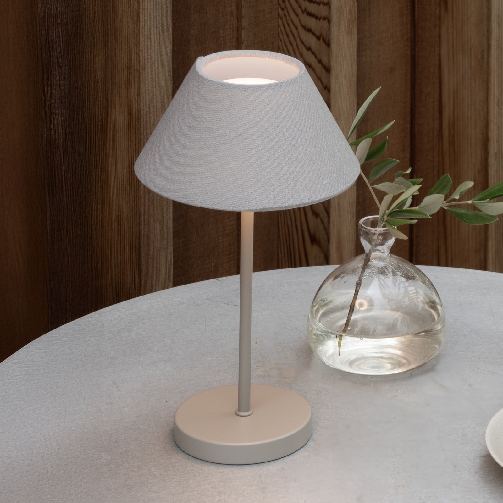 Teya LED-batteridrevet bordlampe, grå, 26 cm, IP44 – Watt &amp; Veke Watt & Veke - Stue - Design - Metal - Med én lyskilde billede