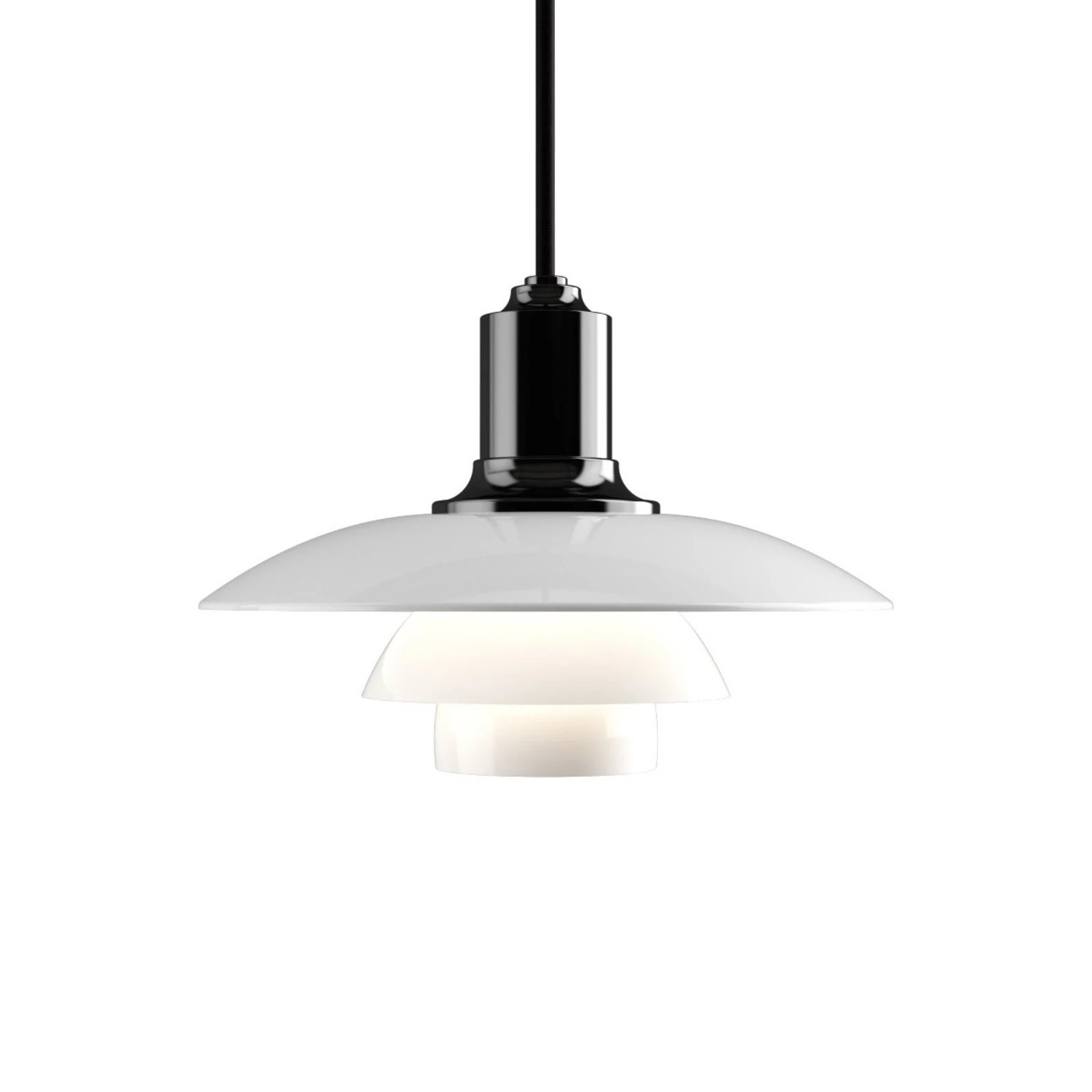 Louis Poulsen PH 2/1 sklenená závesná lampa čierna