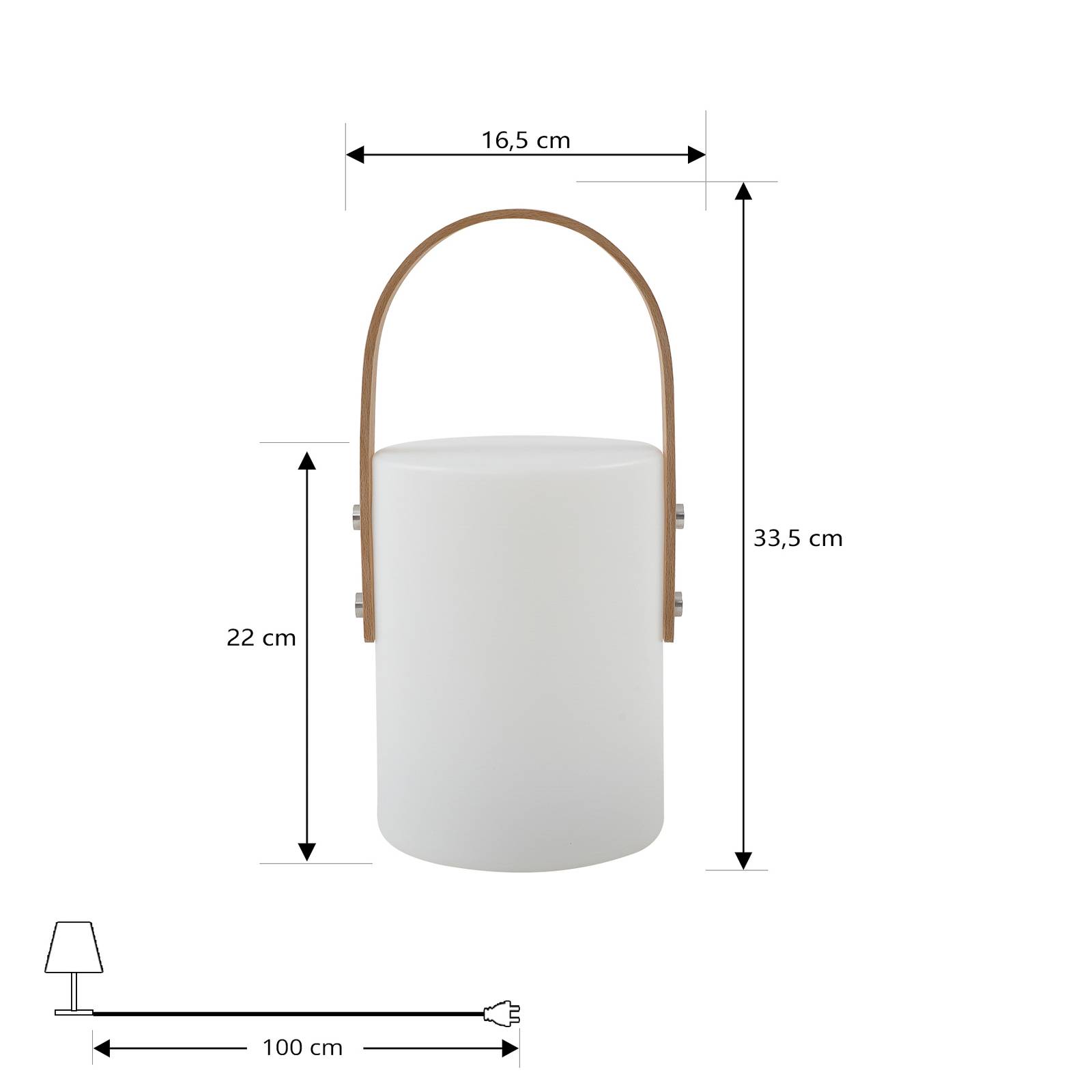 Akumulatorowa zewnętrzna lampa stołowa LED Juria, biały, CCT, IP44