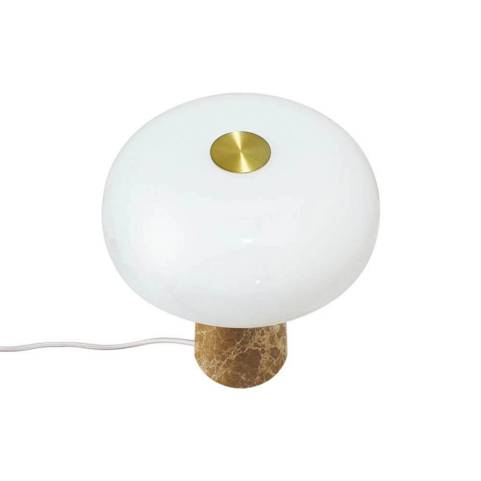 Lampe à poser Glossy, beige/blanc, hauteur 24 cm, marbre/verre