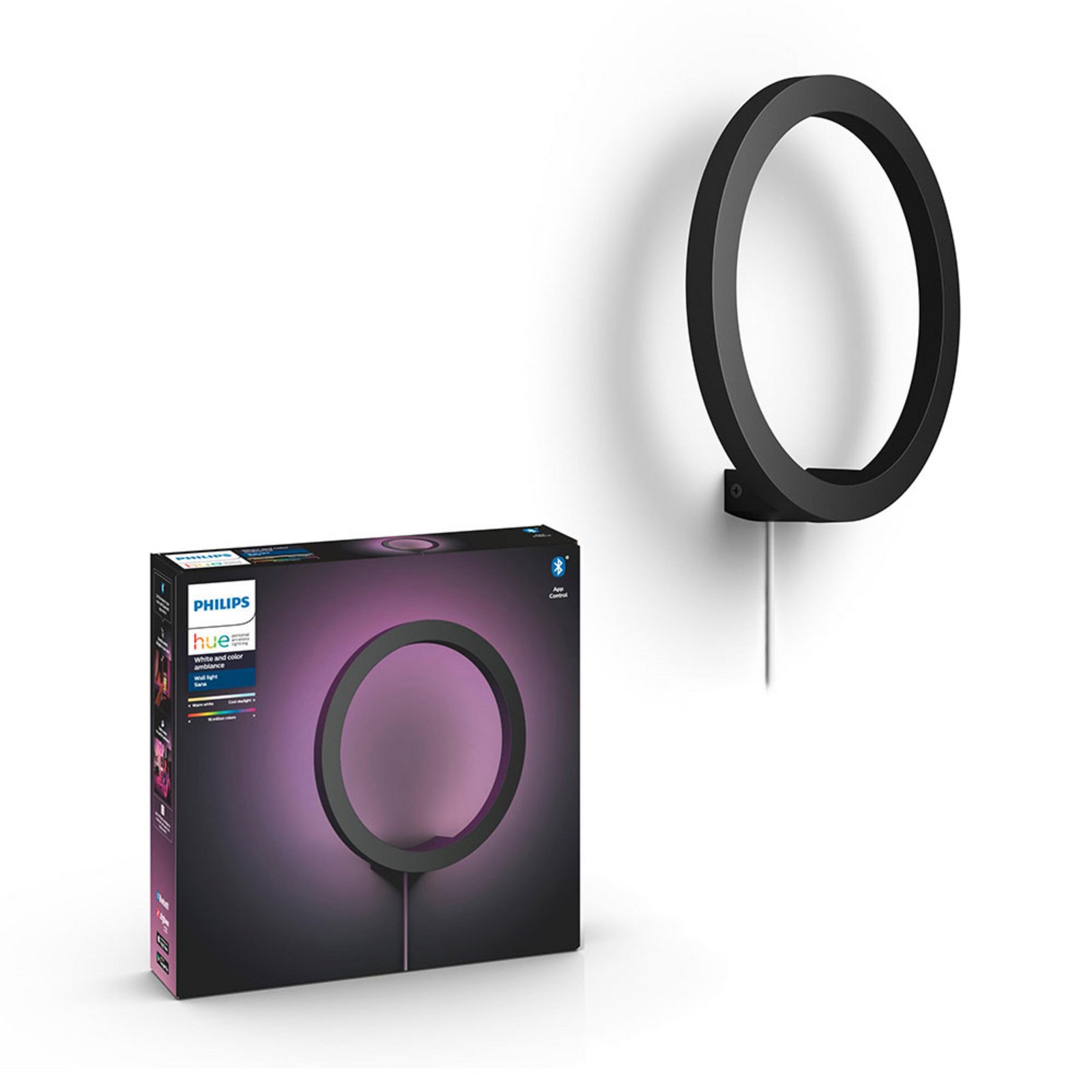 Sana Hue Aplică de Perete Black Bluetooth White/Color Amb. - Philips Hue