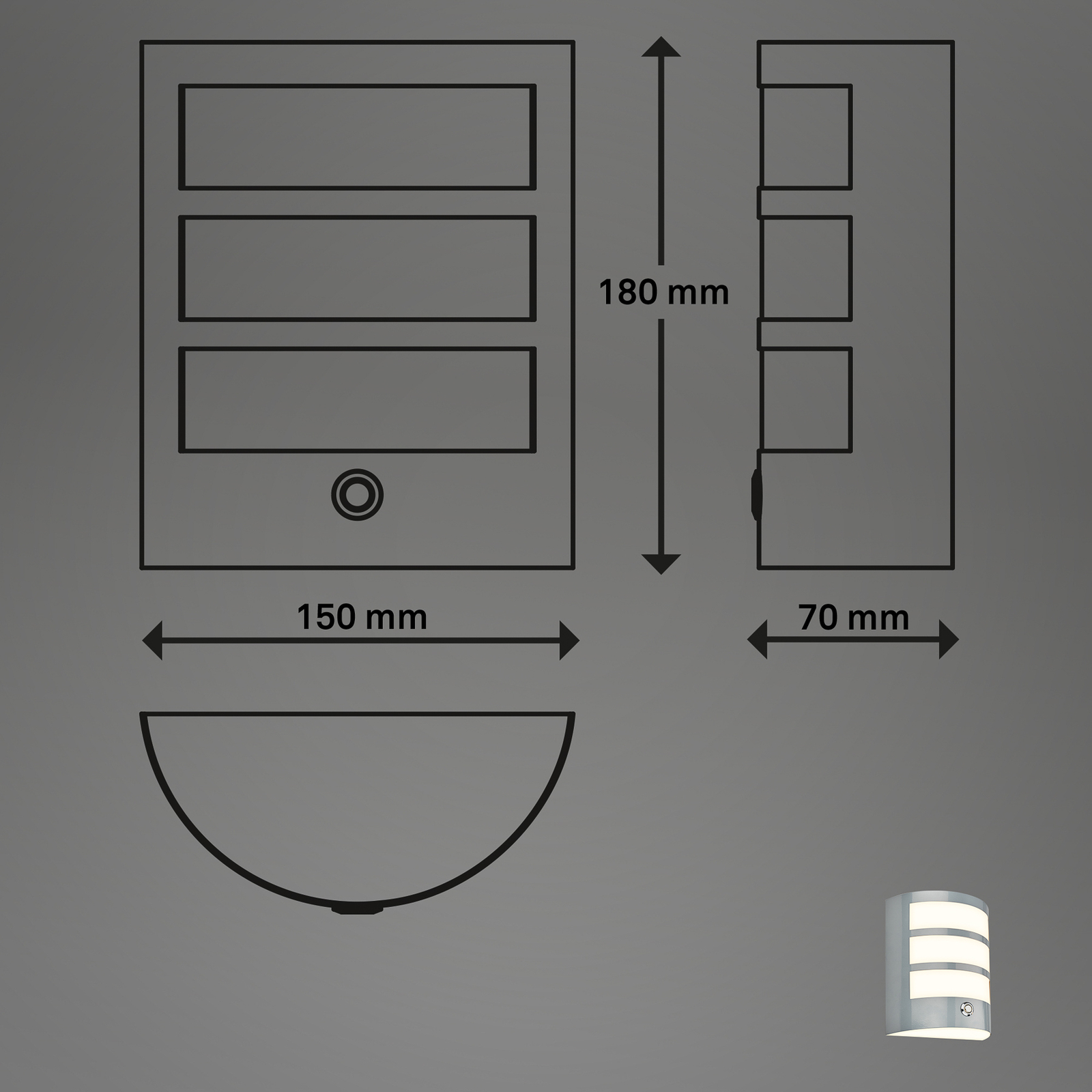 LED-Akku-Außenwandlampe 3793014 chrom Kunststoff Touchdimmer