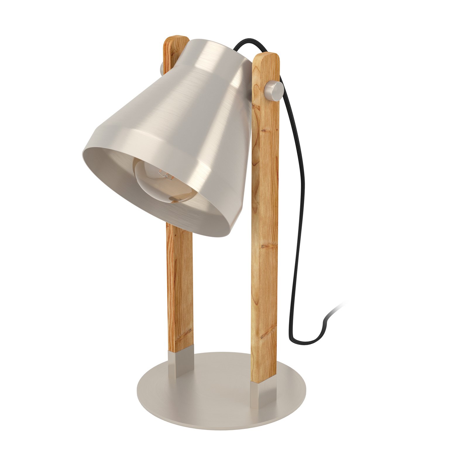 Lampe de table Cawton, hauteur 38 cm, acier/brun, acier/bois