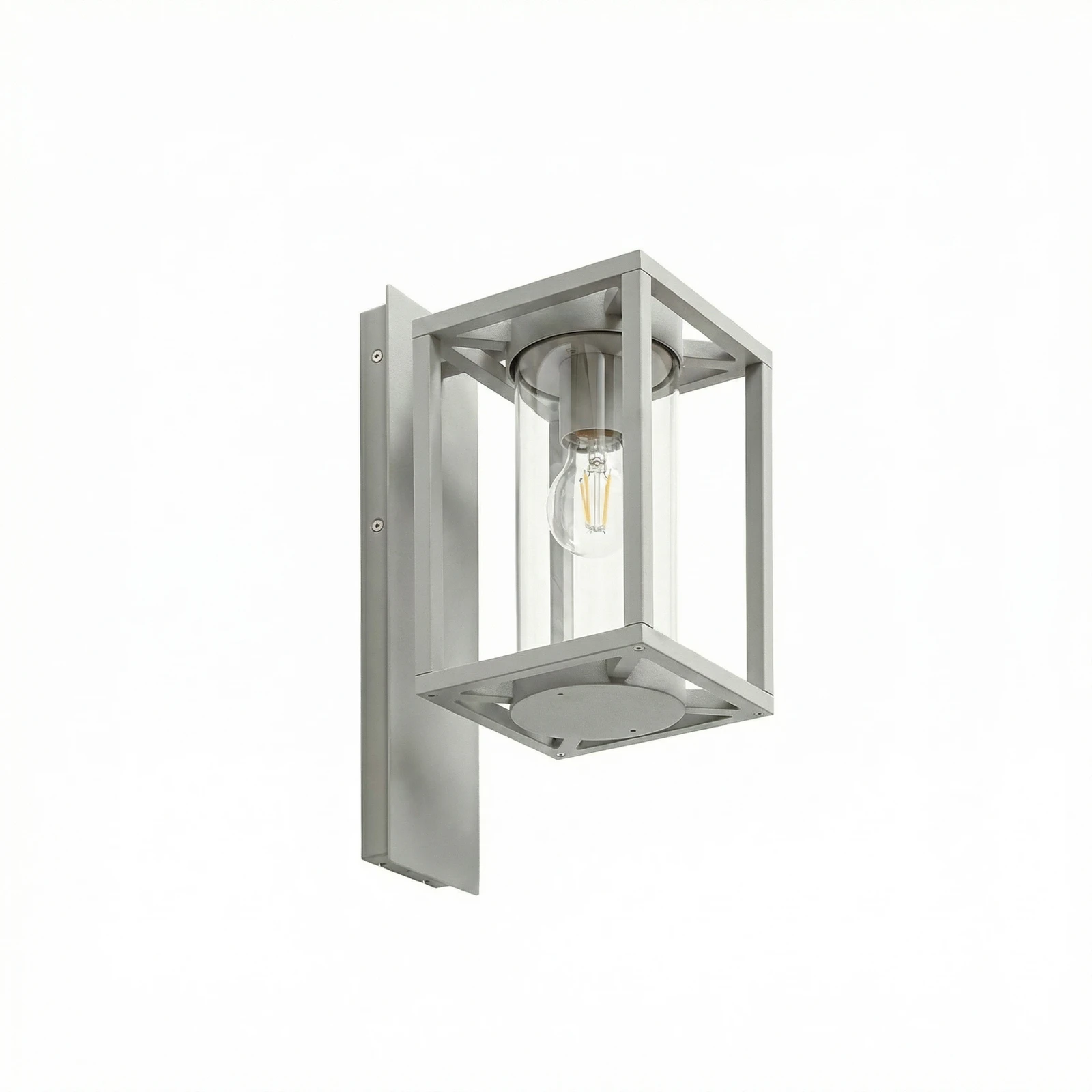 Lucande Außenwandlampe Ferda, Fassung unten, hellgrau, IP44