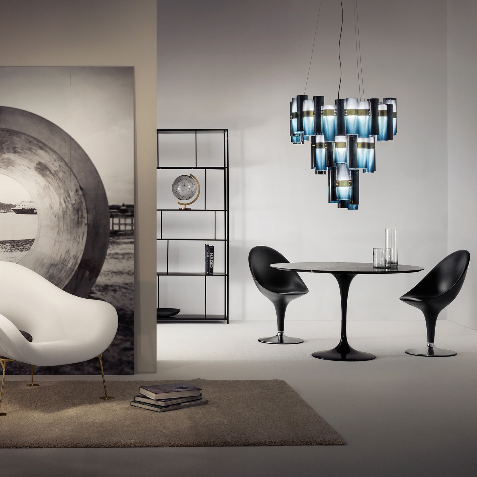 Slamp Azul, Violeta, Cinzento La Lollo Xl Led Candeeiro De Suspensão, Ø80cm, Gradiente