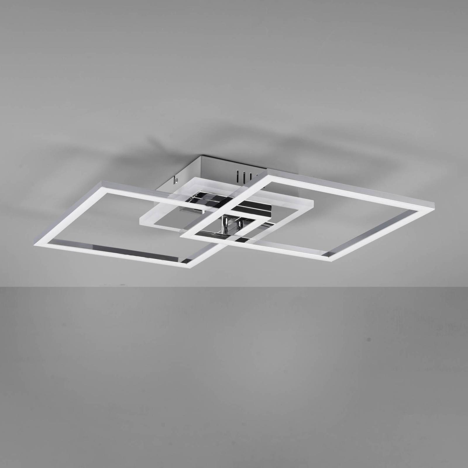 Stropné LED svetlo Venida, štvorcové, chróm