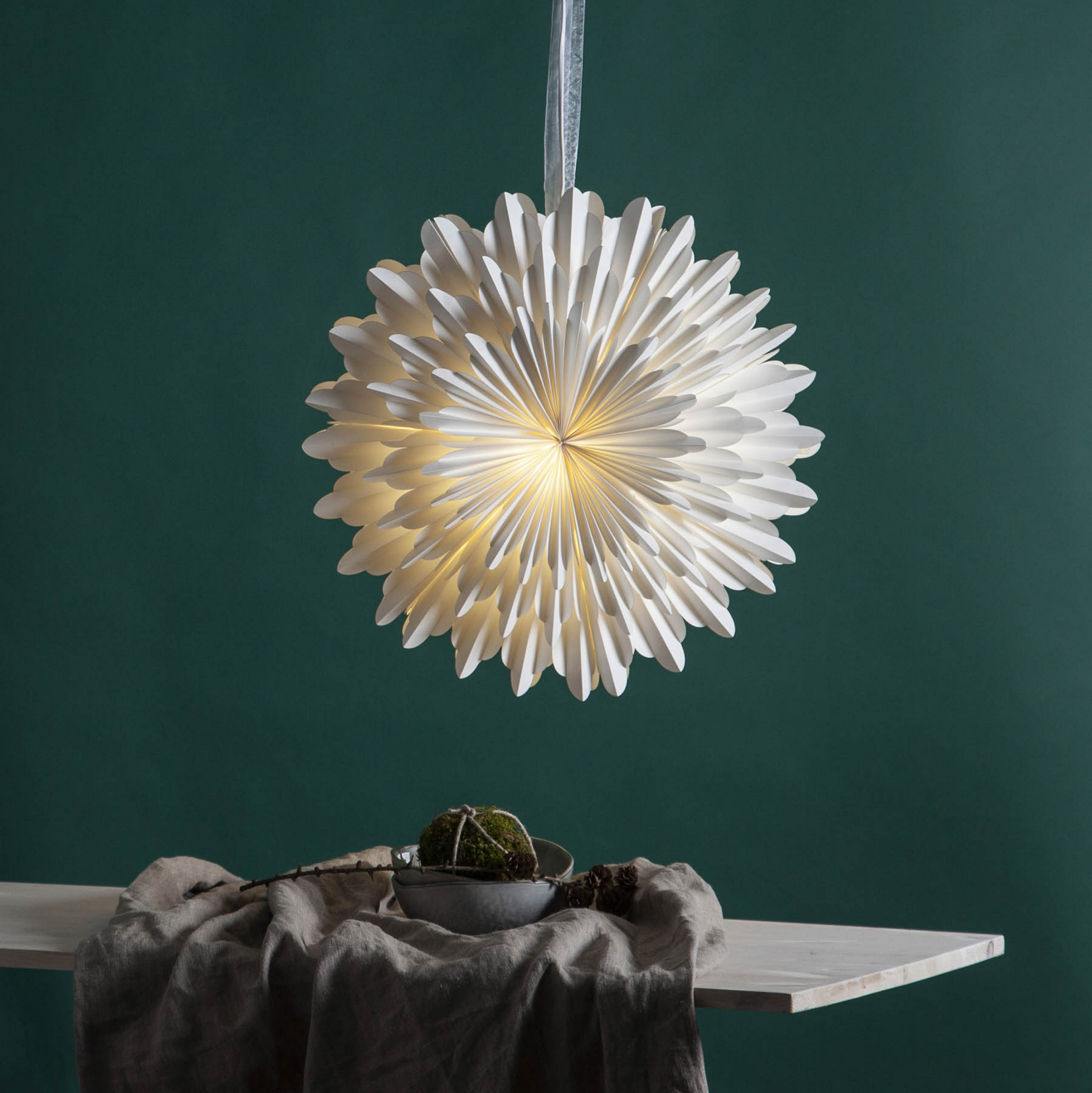 Papierstern Snow, Ø 50 cm, weiß, 3-lagig, Papier