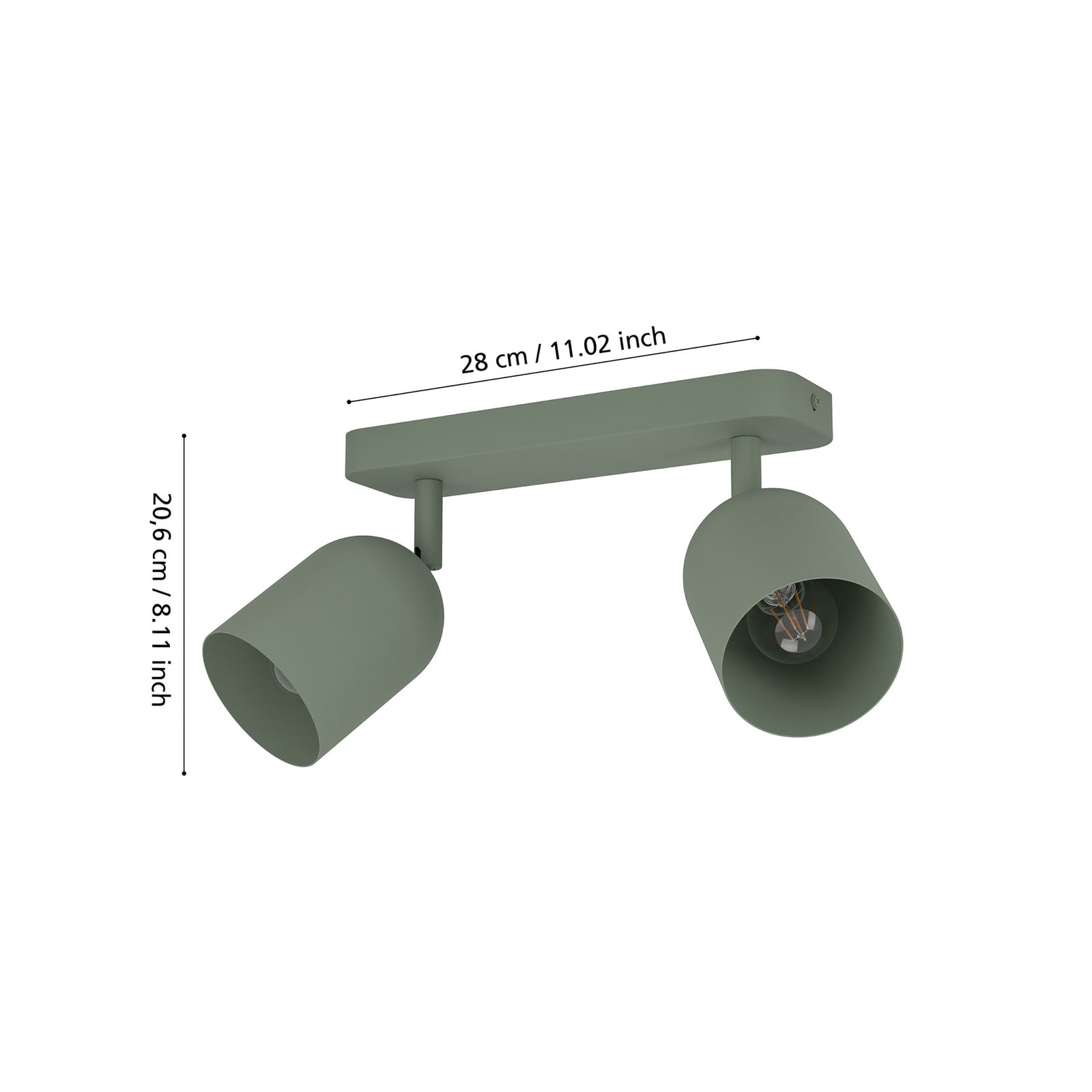 Deckenstrahler Tilston, dunkelgrün, Länge 28 cm 2-flg. Stahl