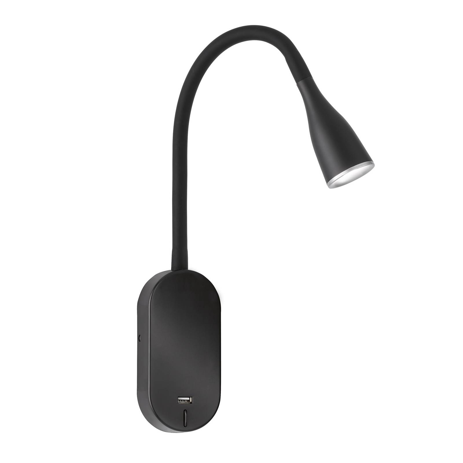 Image of Applique LED Nox, noire avec port USB 4052231304378