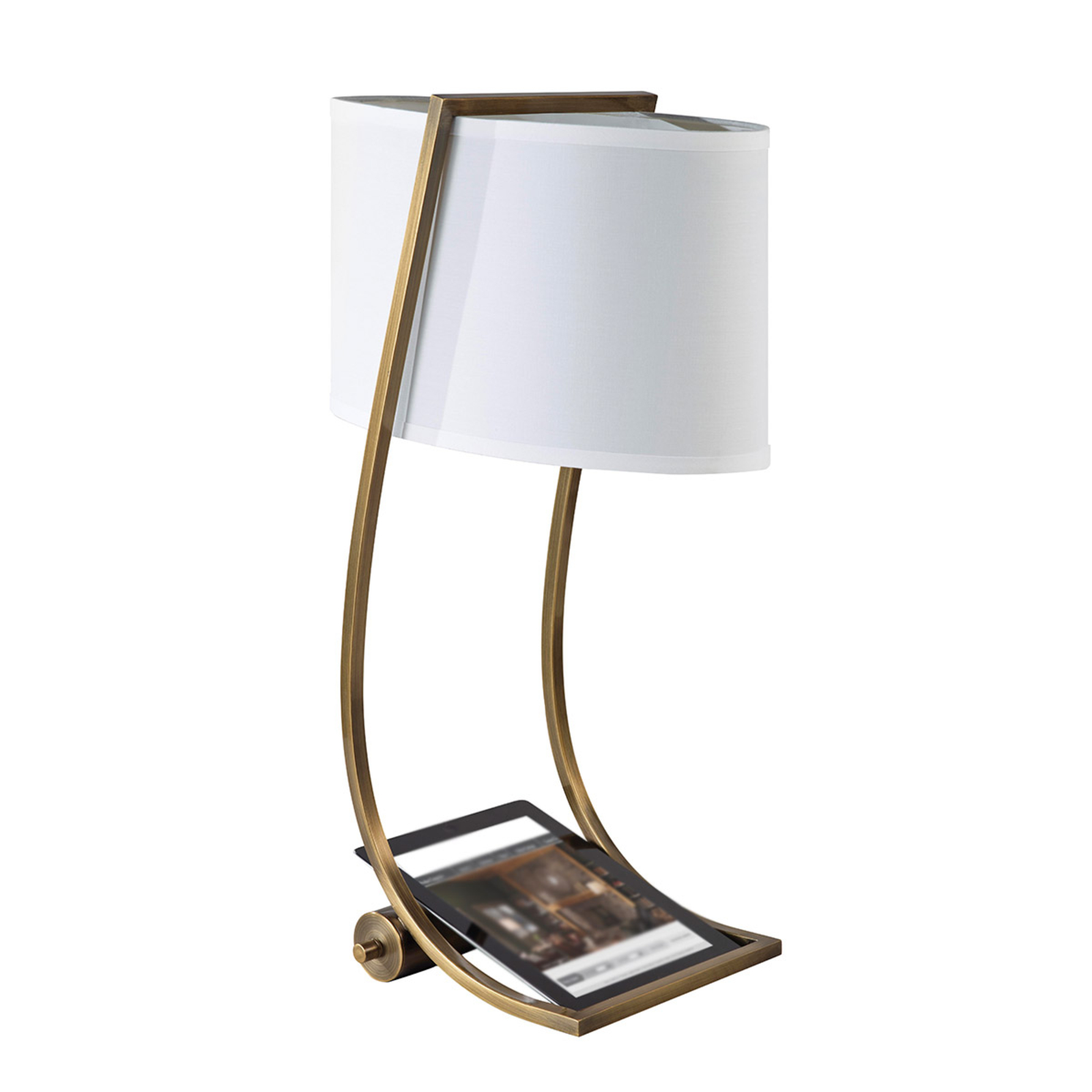 With USB port - fabric table lamp Lex brass