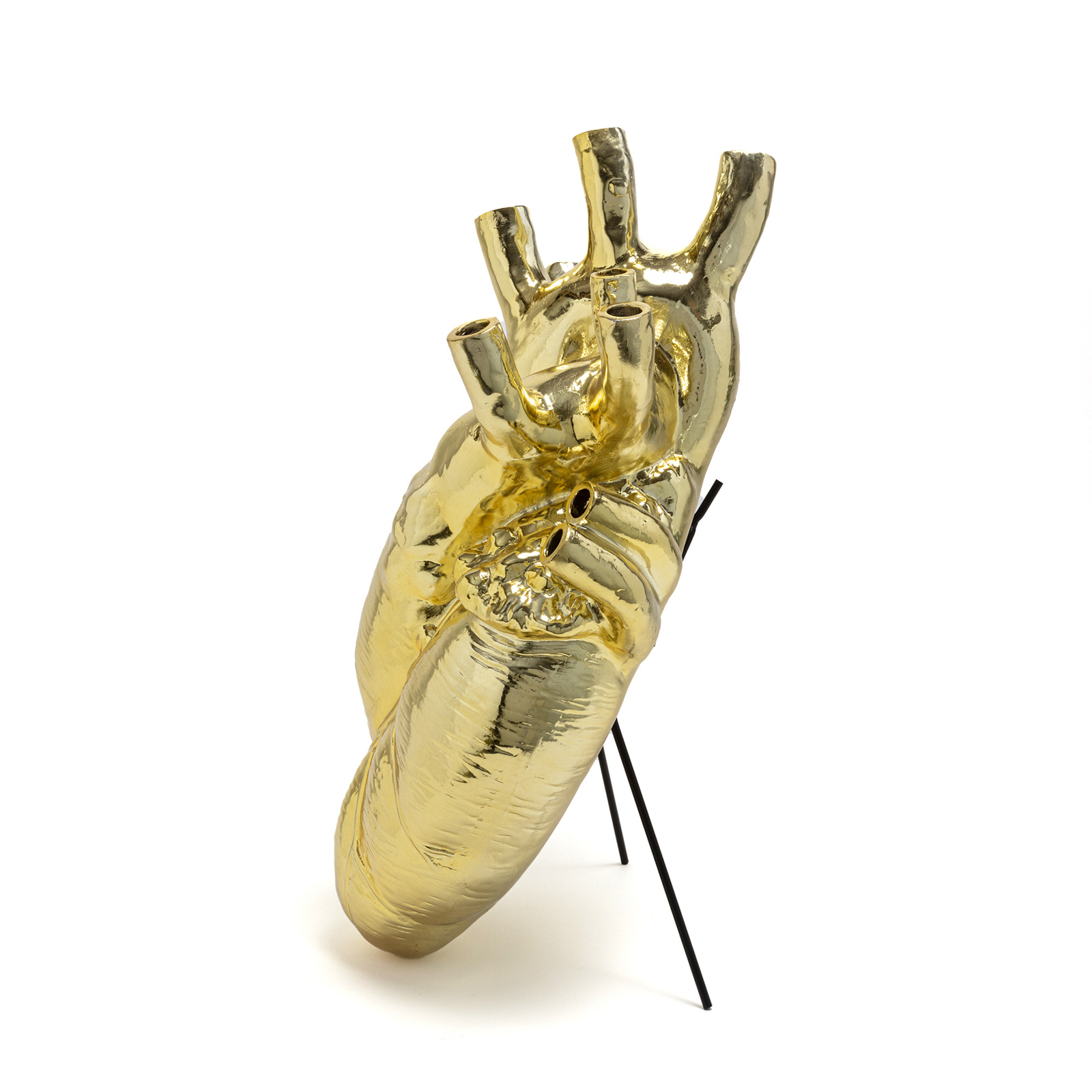 Love In Bloom Giant Resin Heart Vase Gold - Seletti